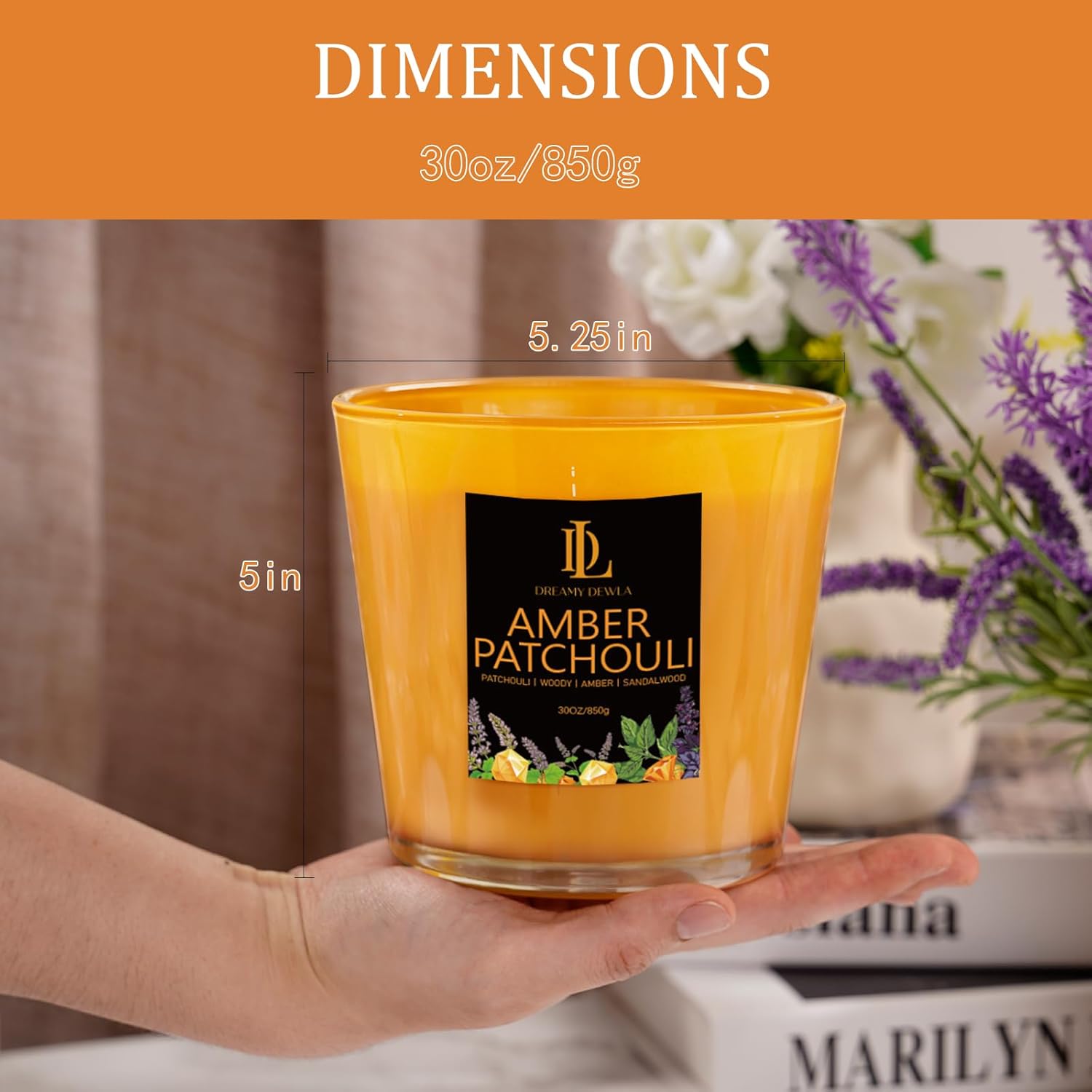 Amber Patchouli 30oz Soy Candle with 4 Wicks
