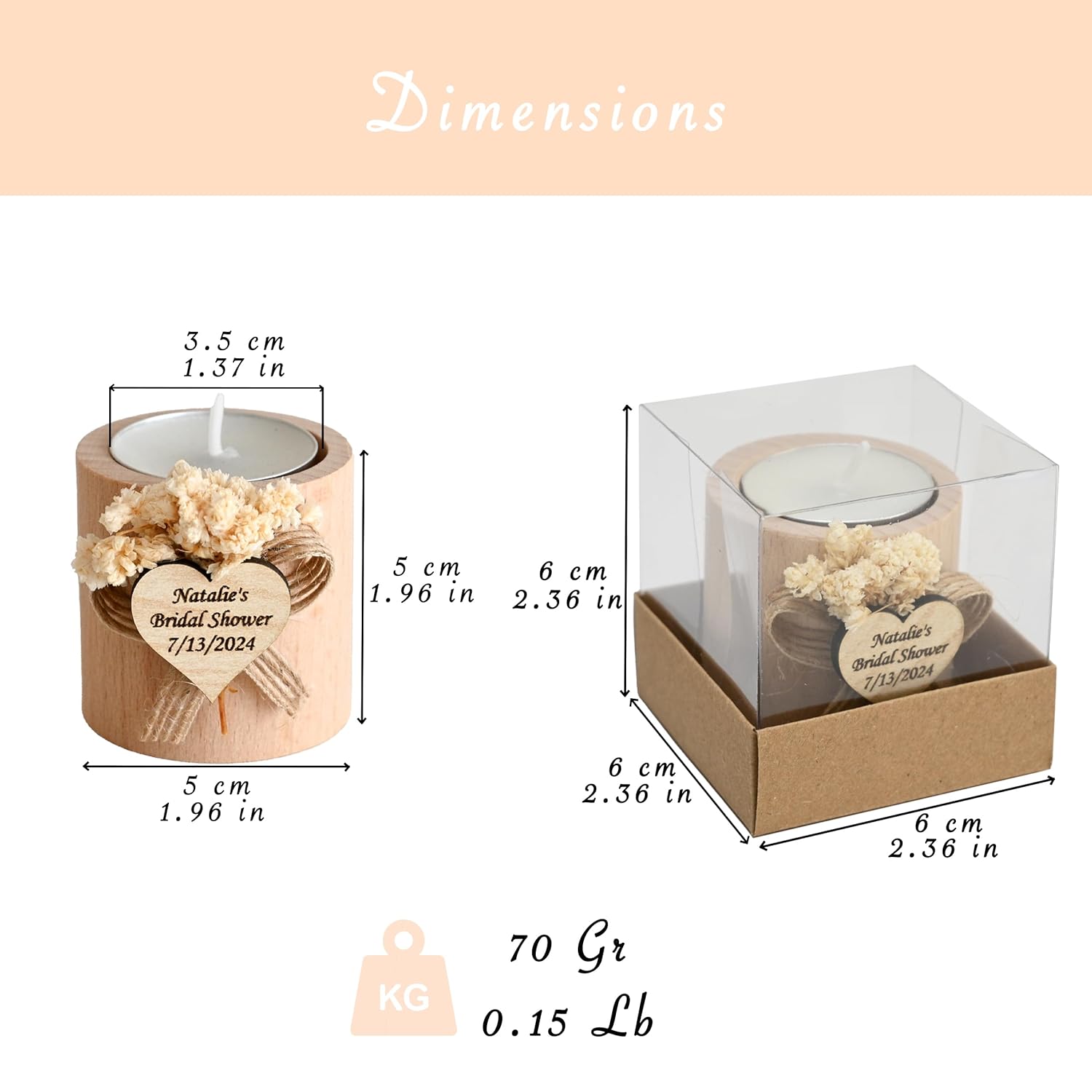 75 Pcs Personalized Wooden Candle Holders - Eco-Friendly and Charming