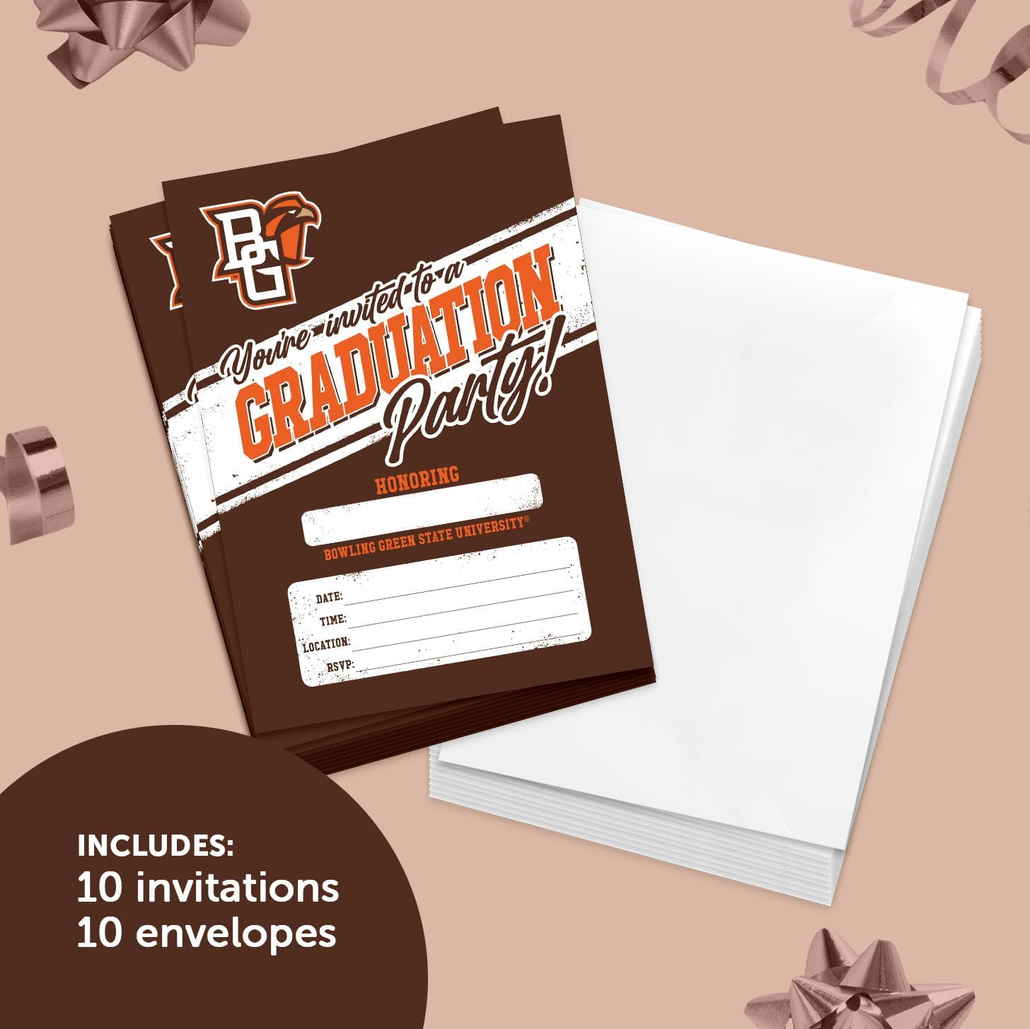 Desert Cactus BGSU Graduation Party Invitations 5x7 10 Count With Envelopes