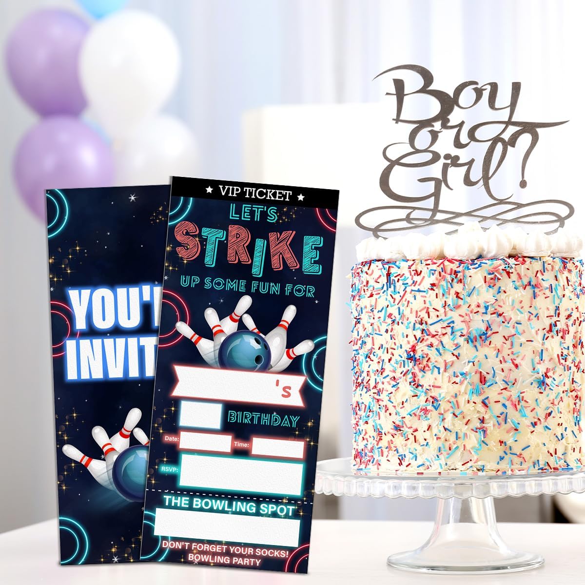 Bowling Ticket Invites Set of 20 with Envelopes