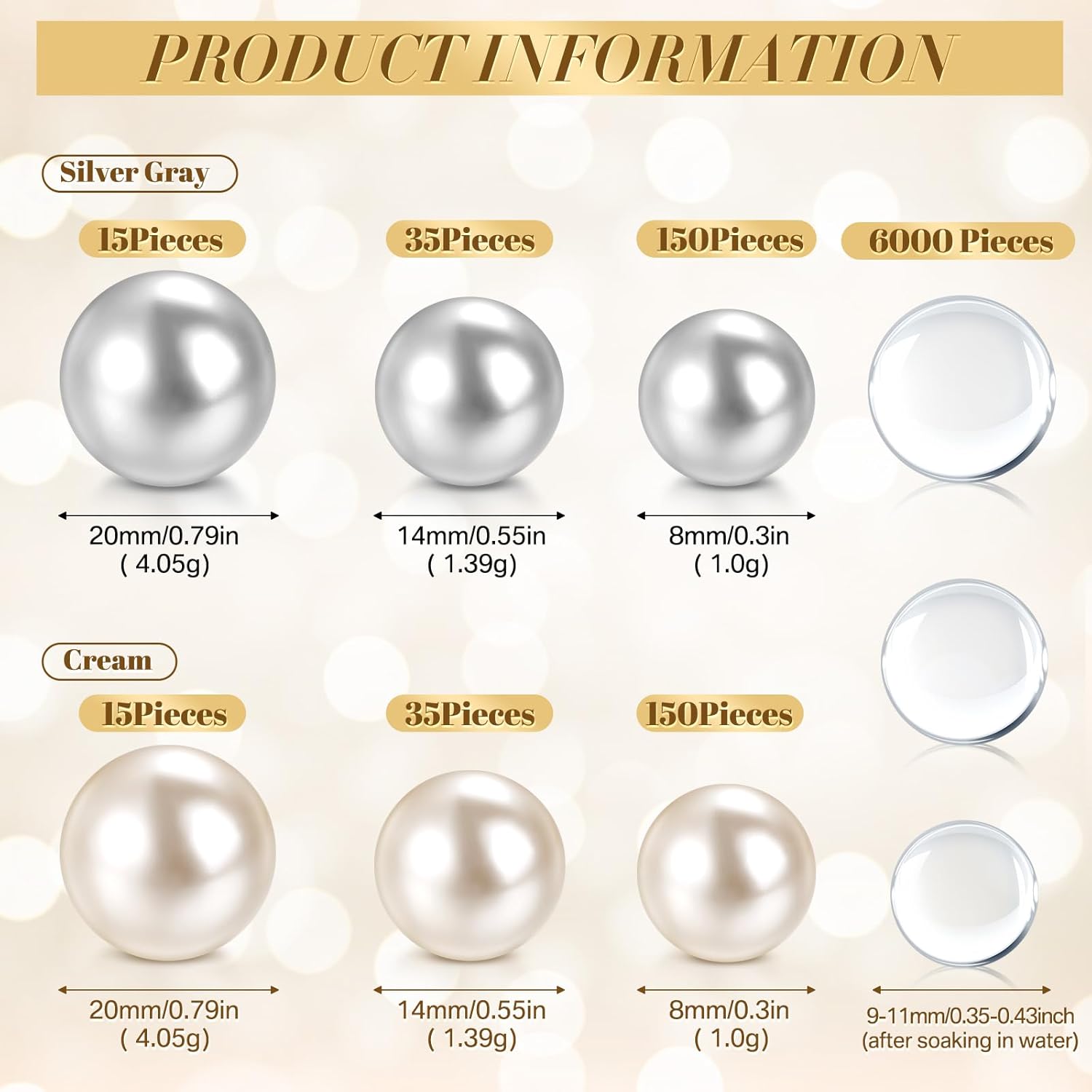 Sureio 6400 Pearls Vase Filler No Hole Beads