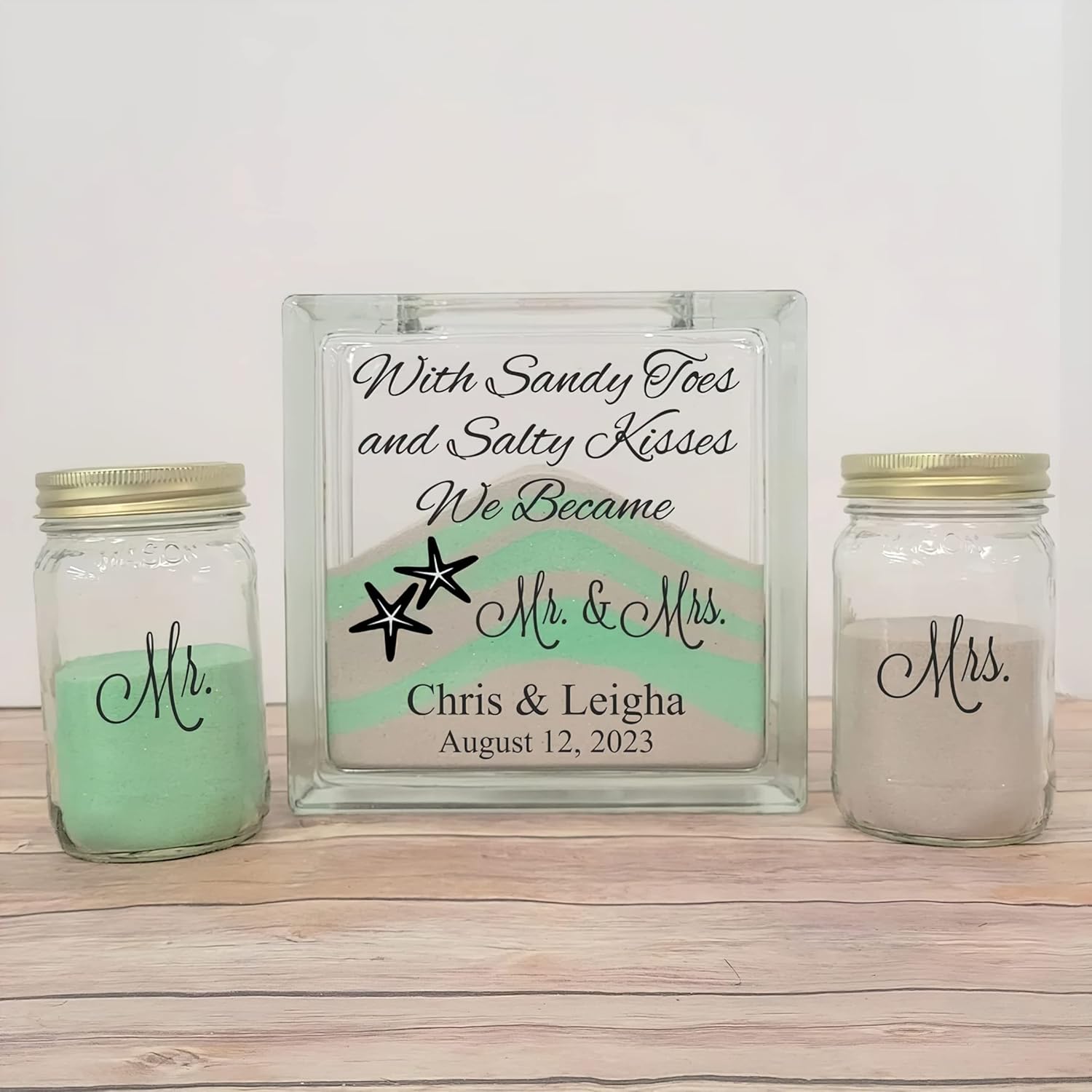 Personalized Glass Unity Sand Ceremony Set with Lid
