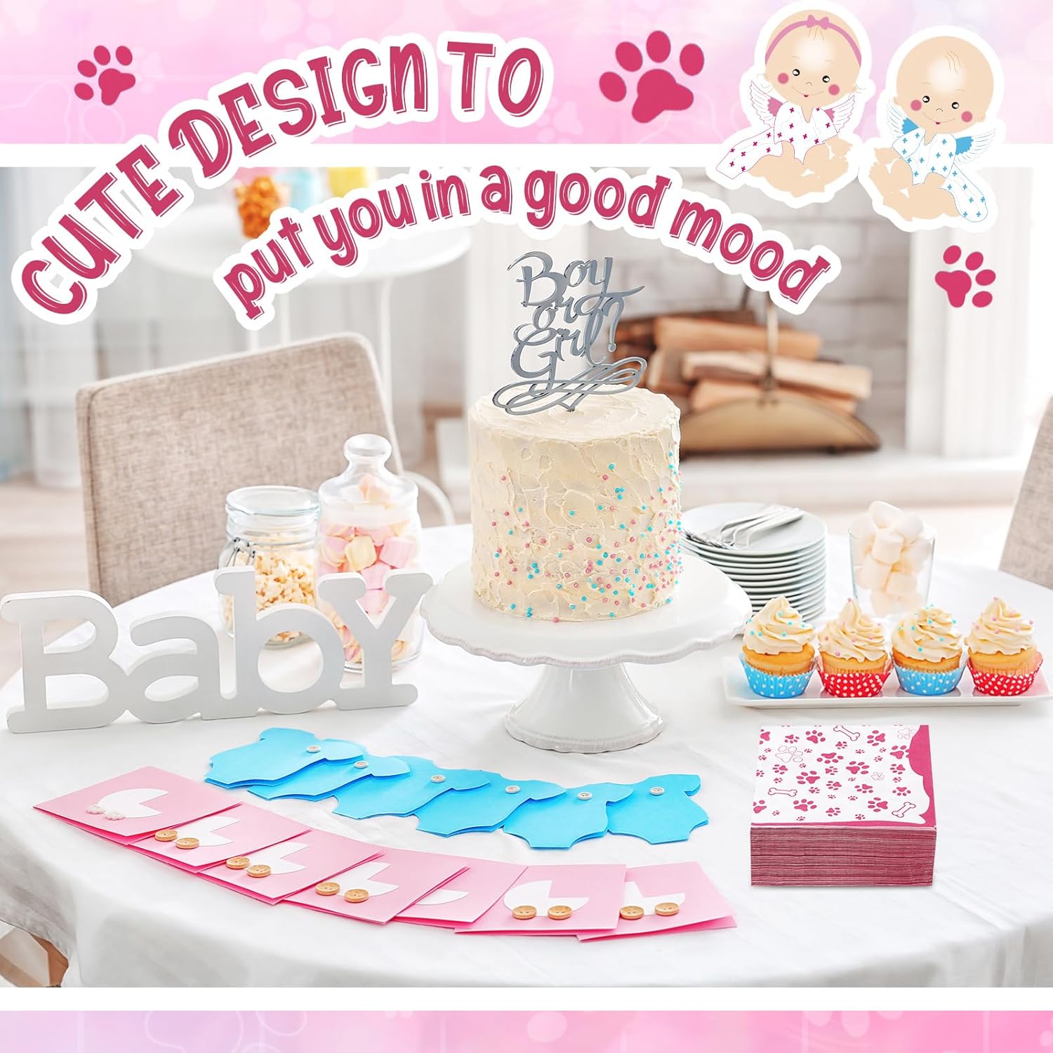 CHENGU 100 Piece Paw Print Napkins 2 Layers
