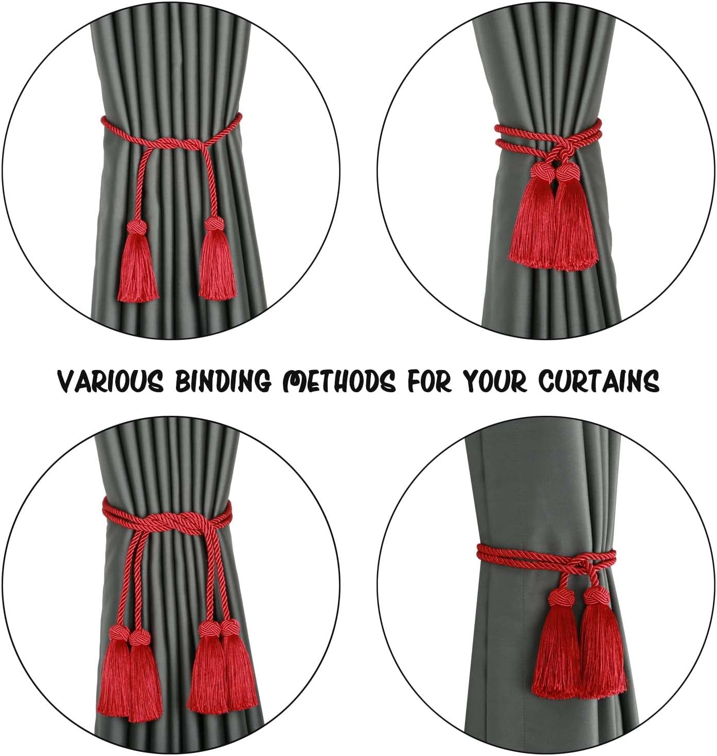 BEL AVENIR 2 Pack Curtain Tiebacks with Tassel