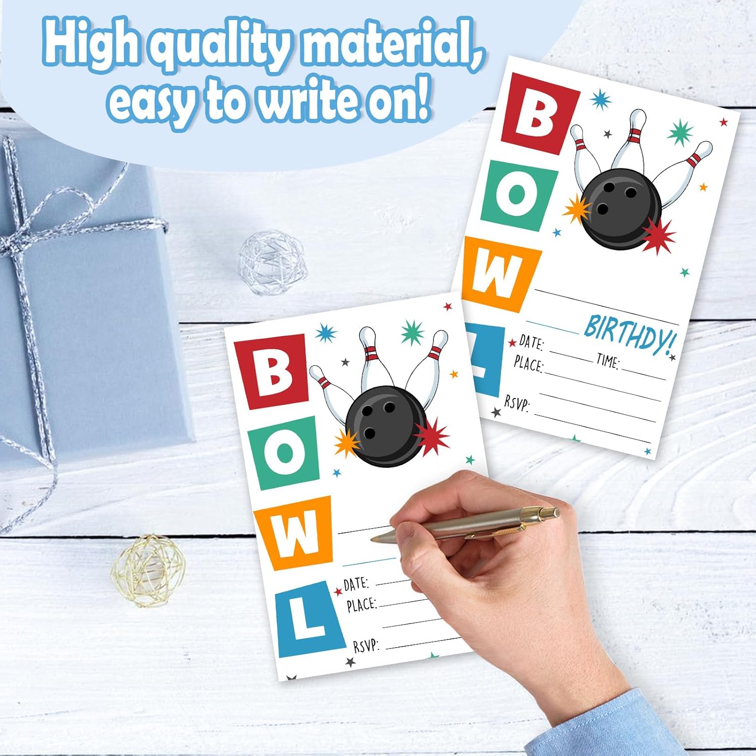 Bowling Birthday Invitations 25 Pcs With Envelopes