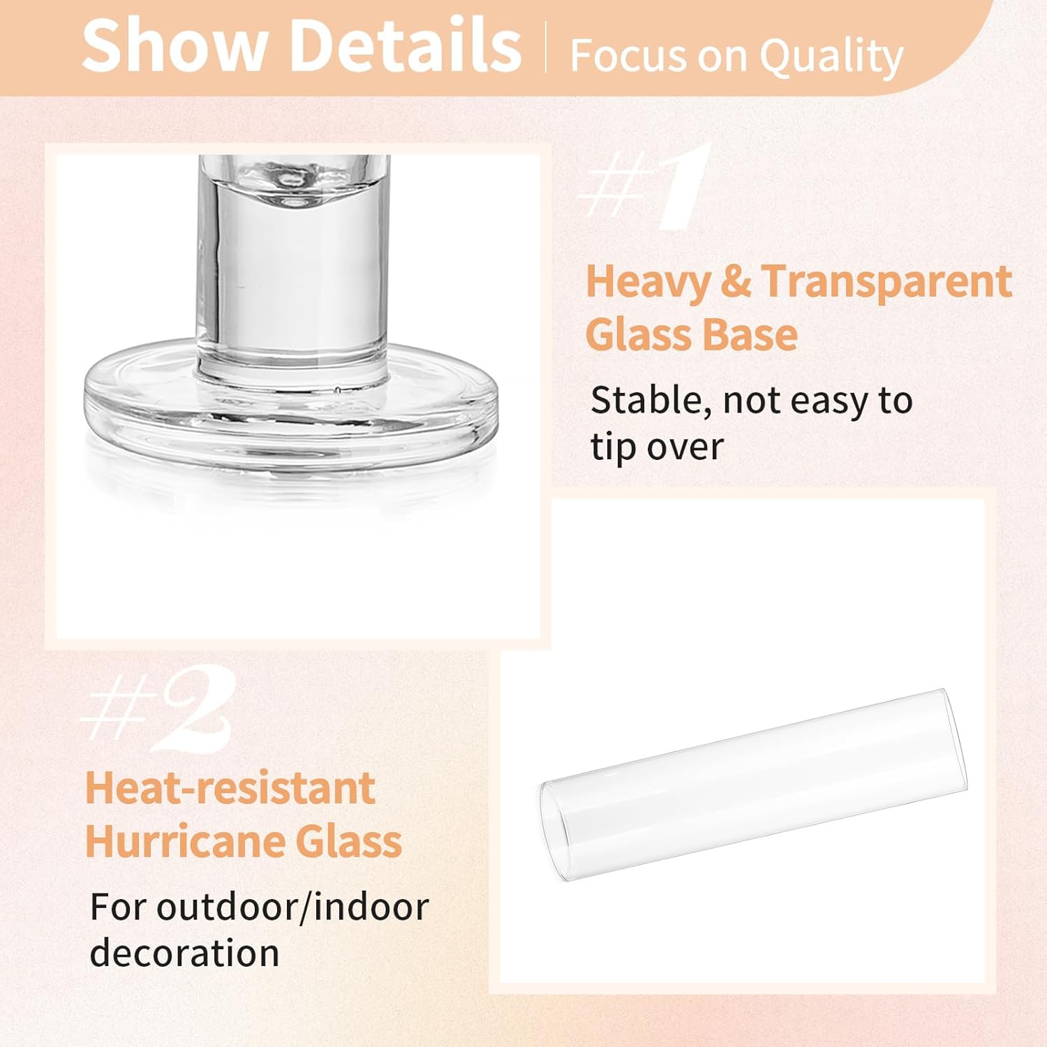 NUPTIO Windproof Hurricane Candle Holder 6 Pcs