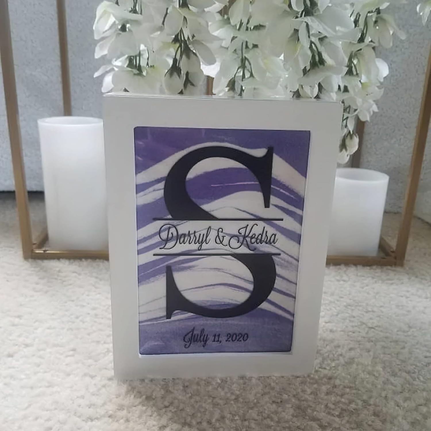 Personalized White Shadow Box Frame for Unity Sand Ceremony