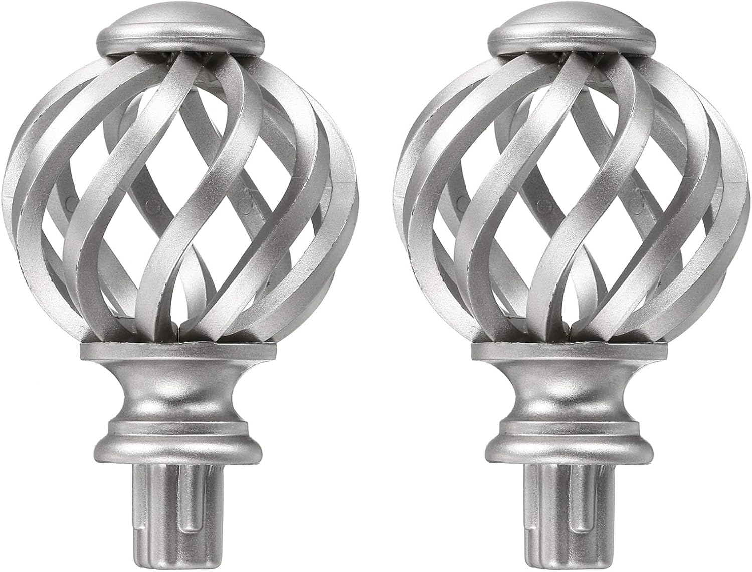 Uxcell Curtain Rod Finials 2Pcs Silver 15mm