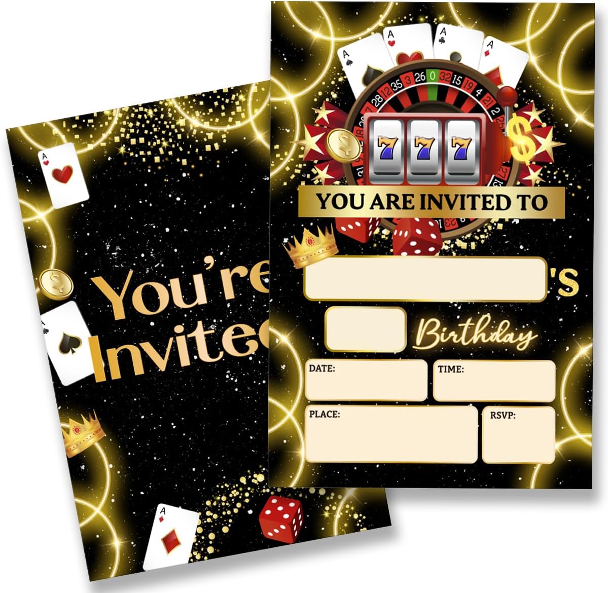 Casino Birthday Invitations with Envelopes Set of 20