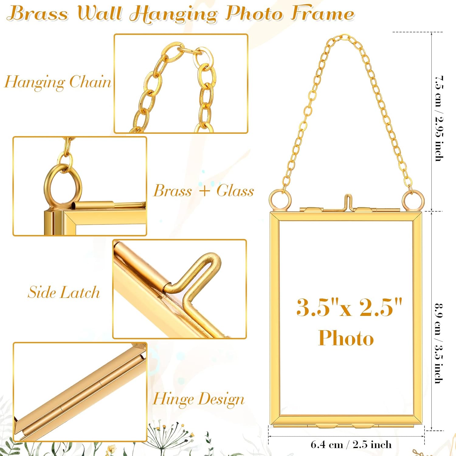 Landhoow 8 Pcs Gold Floating Picture Frame for Dried Flowers