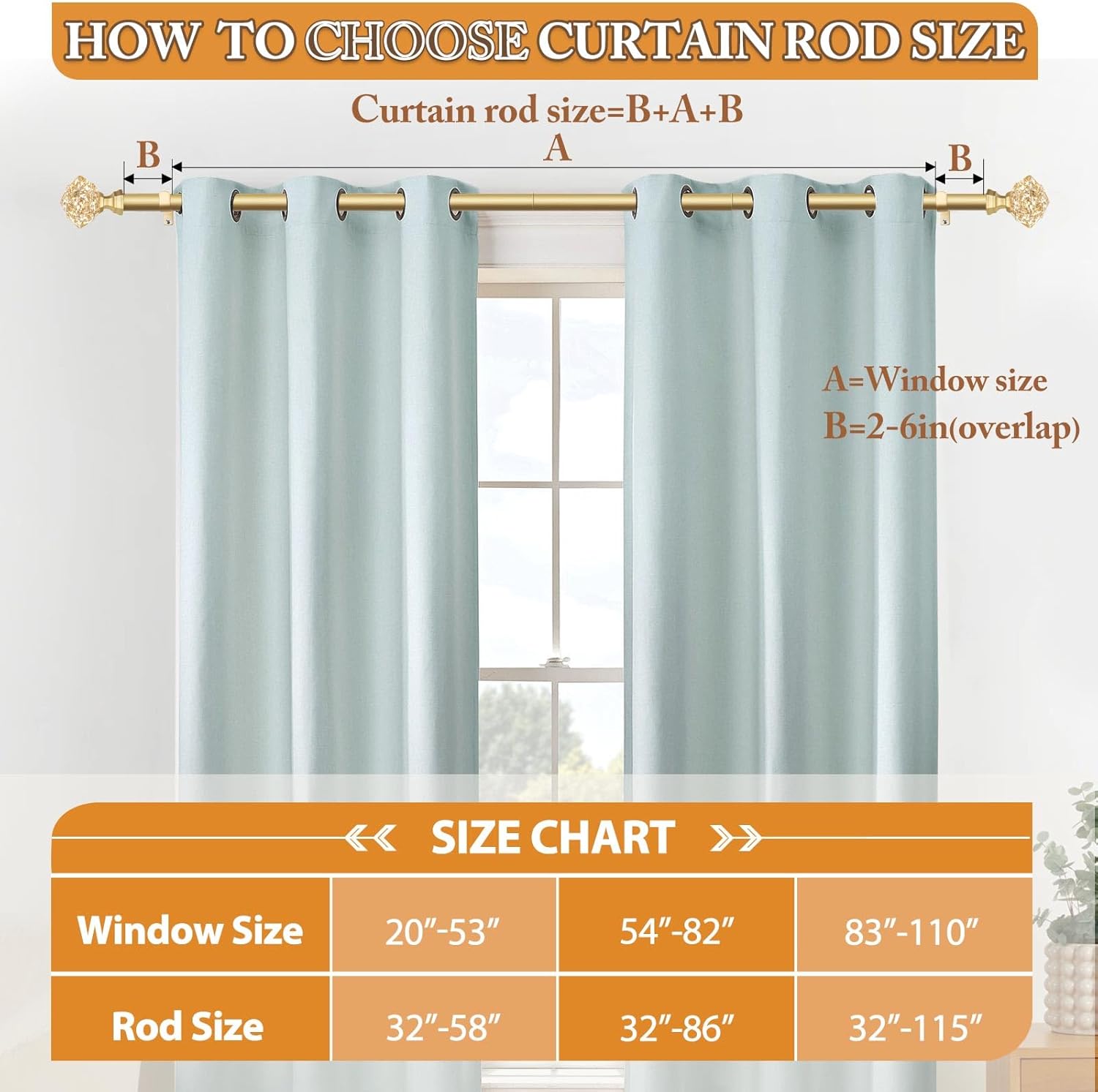 TONIAL Telescoping Curtain Rods 32-58 Inch Luxury Gold