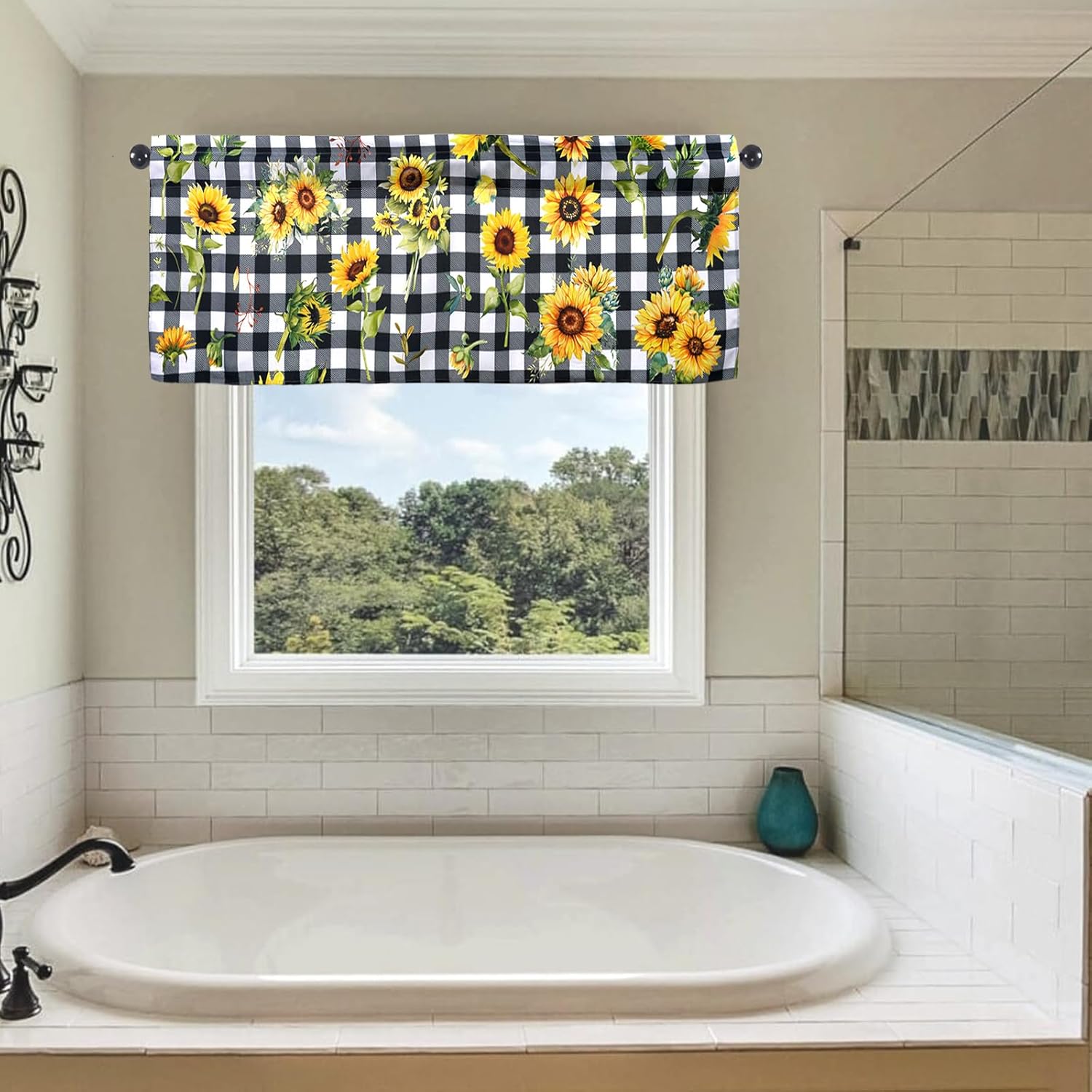 Sunflower Valances 54 W x 18 L Kitchen Curtains with Rod Pocket