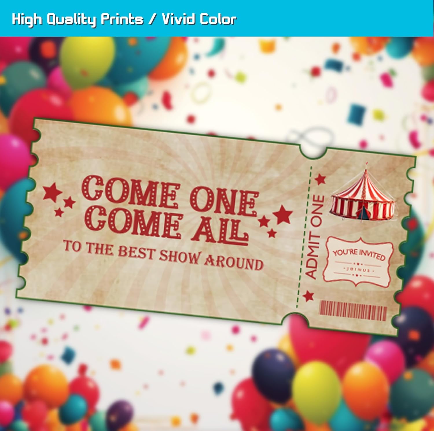Carnival Circus Birthday Party Invitation Cards 30-Pack