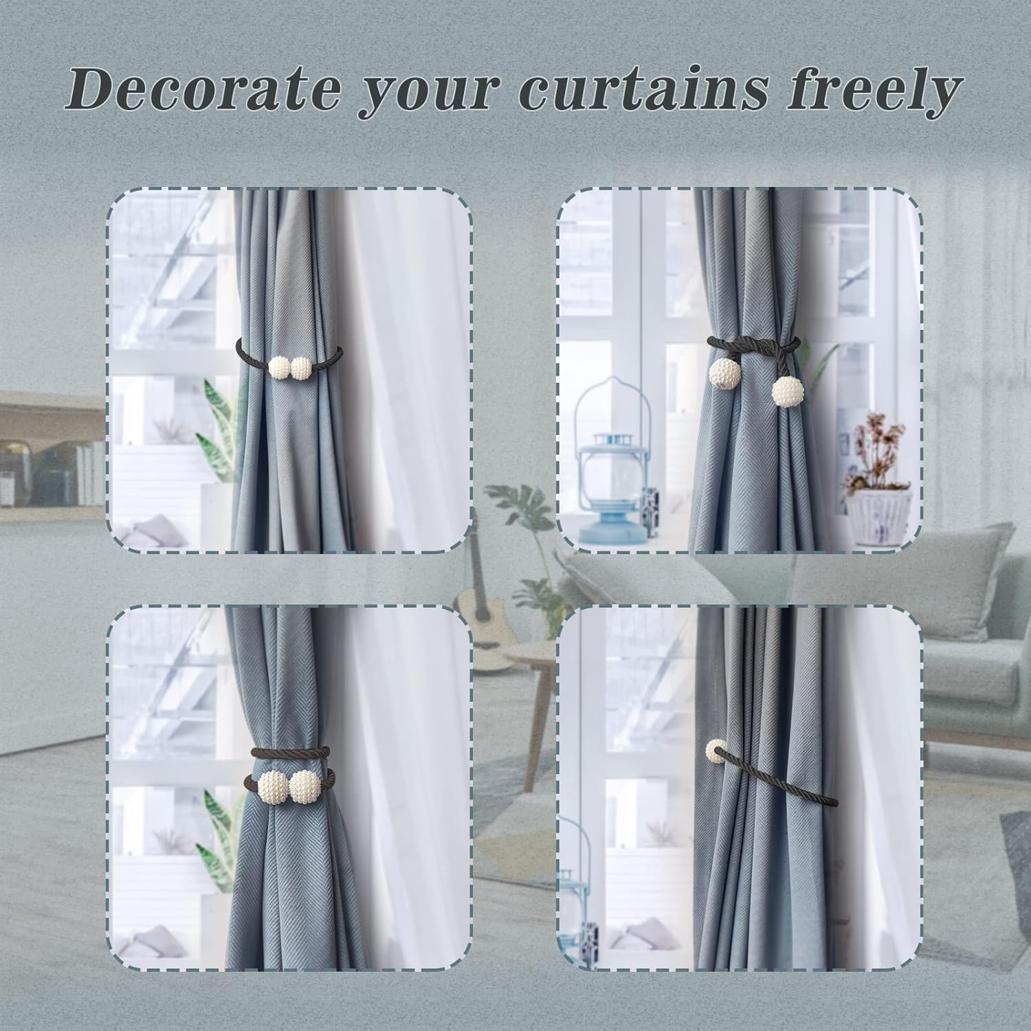 Hion Magnetic Curtain Holdbacks Black 2pcs