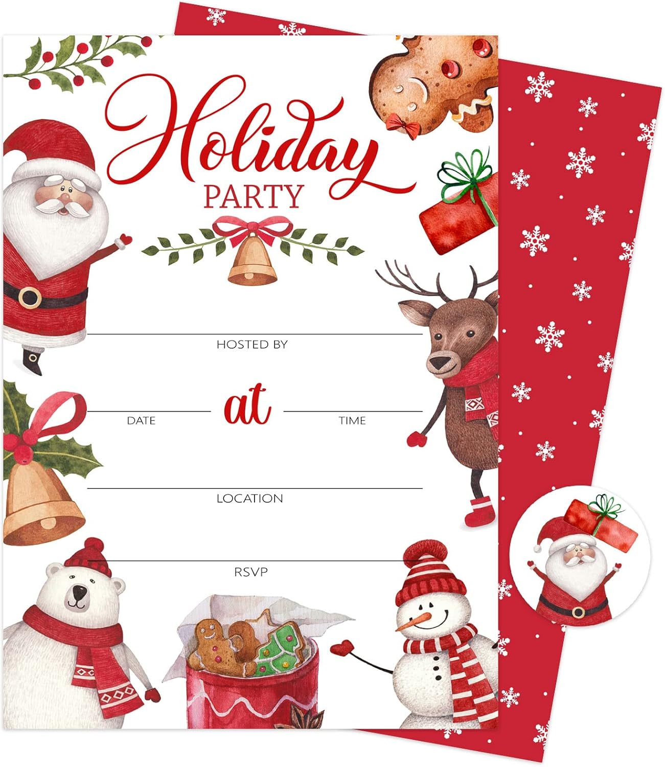 Whaline Christmas Party Invitations 25 Pack