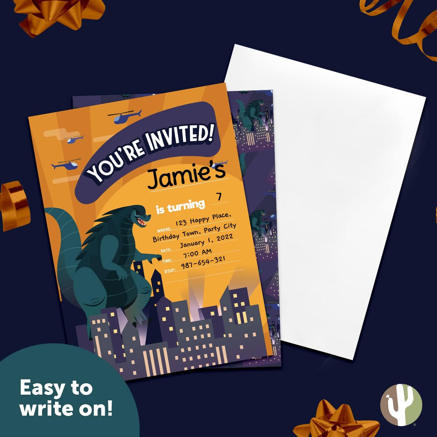 Coastal Palm Godzilla Birthday Invites with Envelopes 25 Count