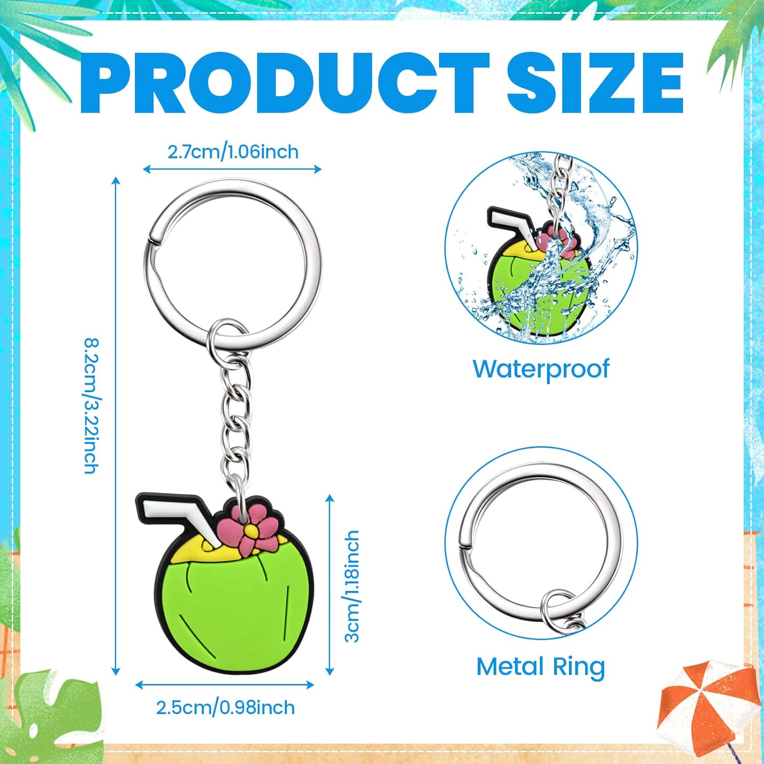 30pcs Cute Summer Keychain Charms for Bags and Keys