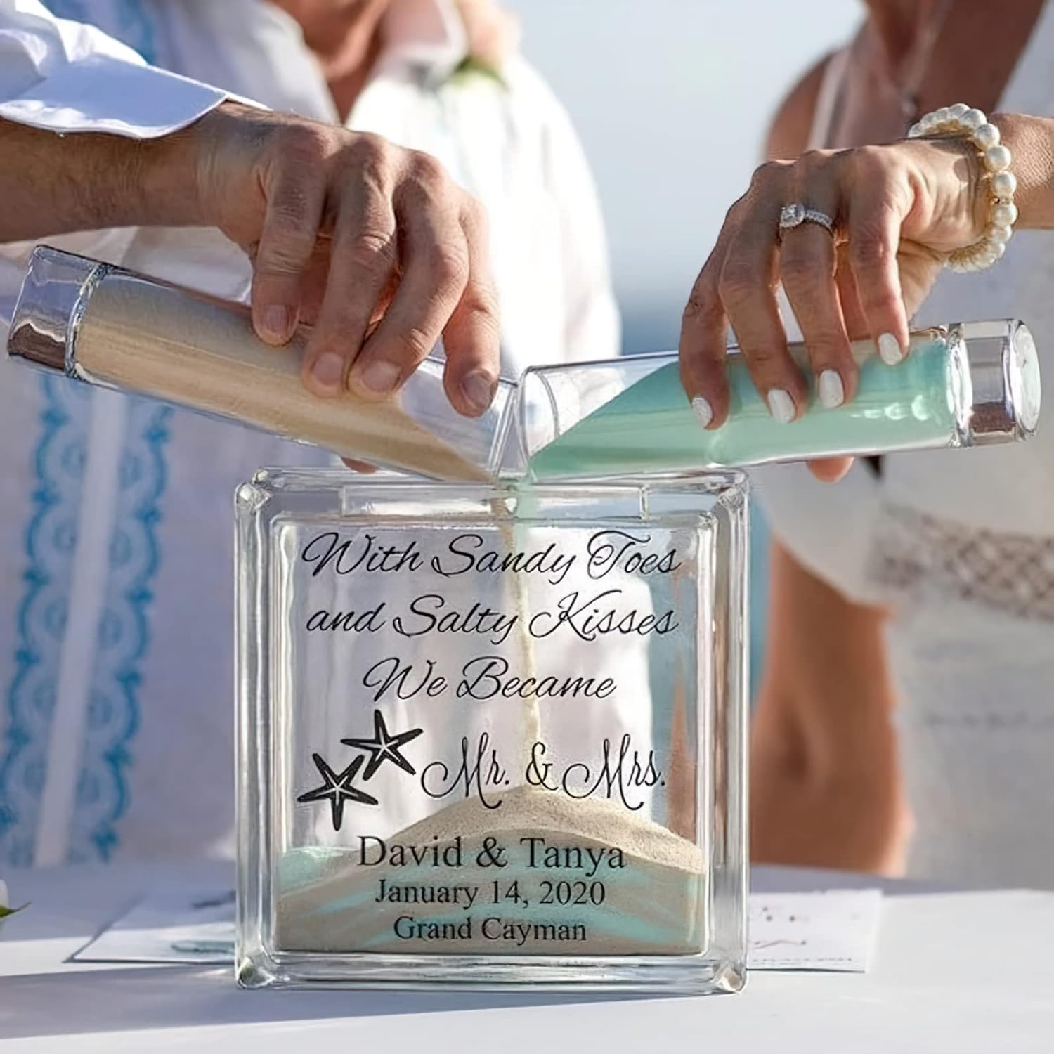 Personalized Glass Unity Sand Ceremony Set with Lid