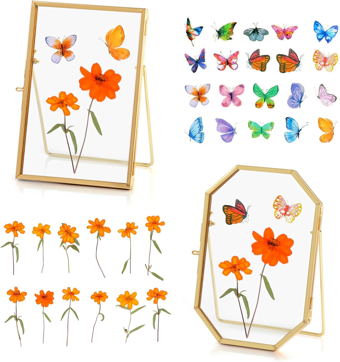 Himitimi 2 Pcs 4x6 Inch Gold Flower Frame Decor