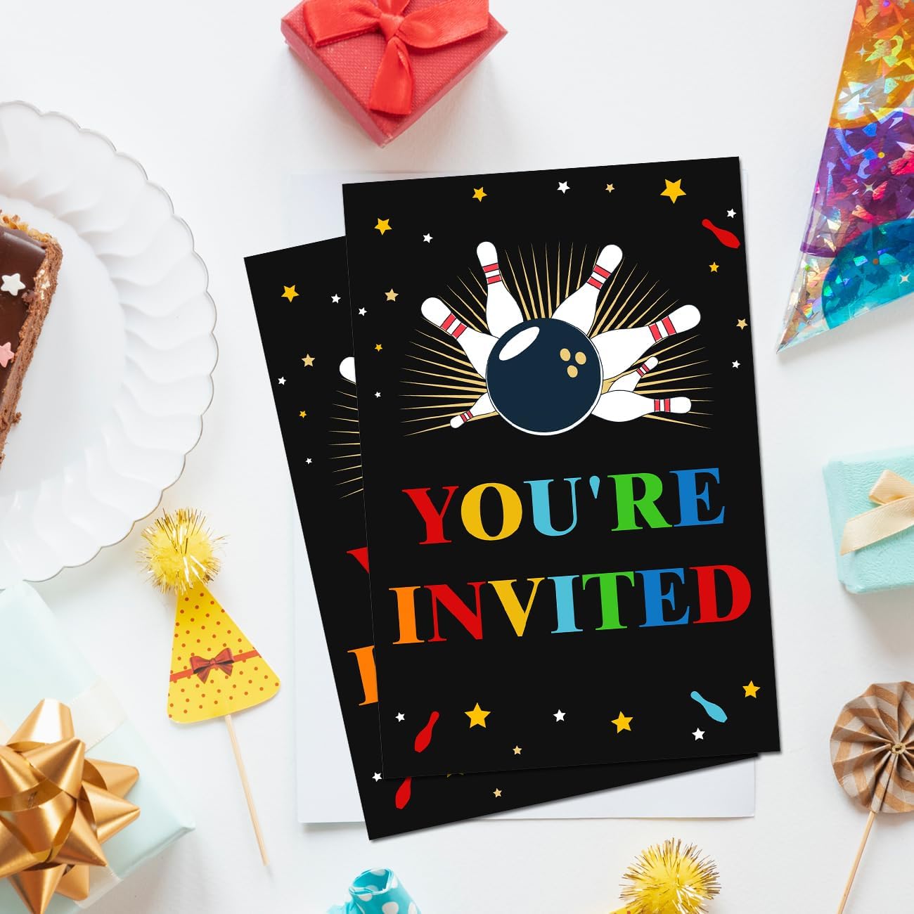 Soiceu Bowling Birthday Invites with Envelopes Set of 20