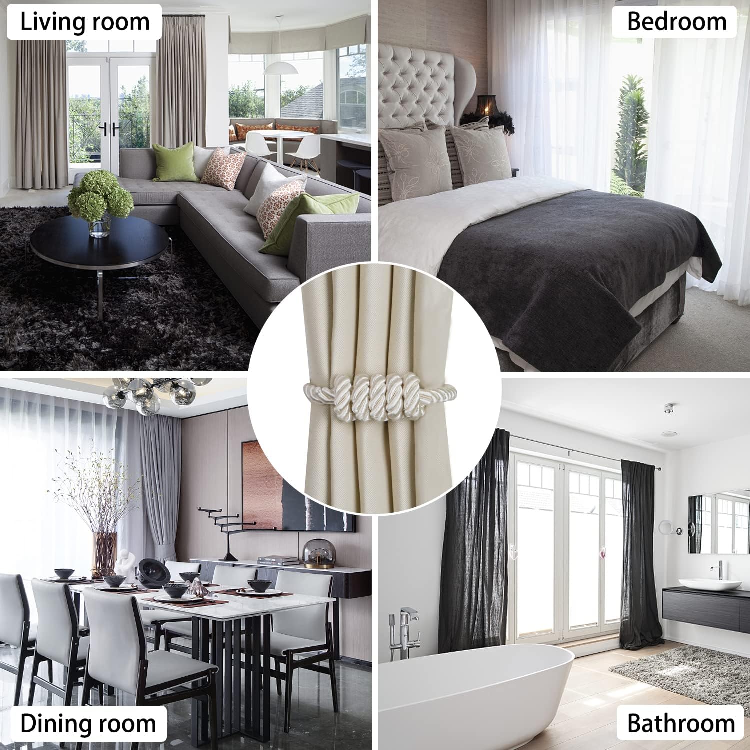 BEL AVENIR Magnetic Curtain Tiebacks 2 Pack