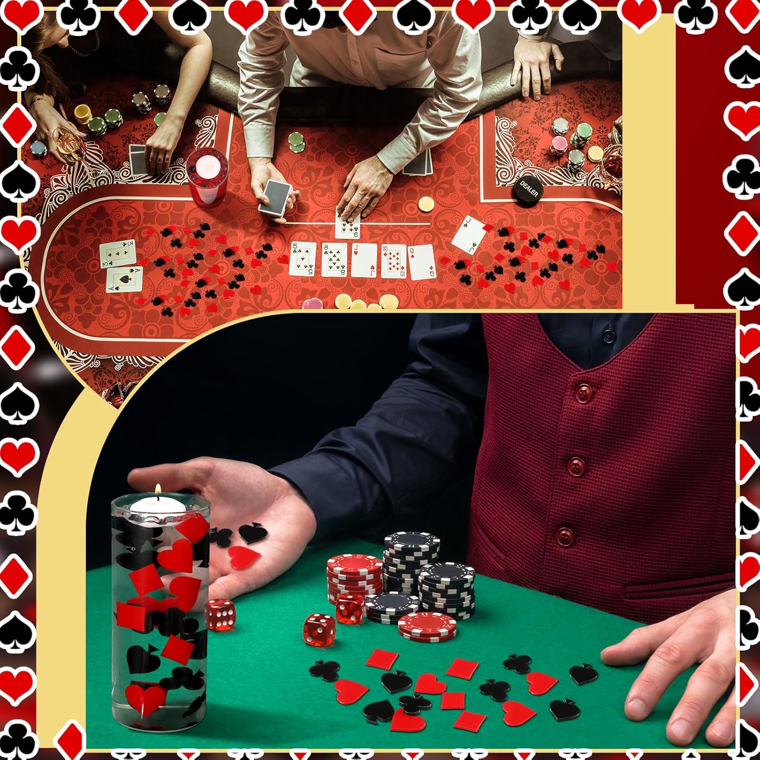 96 Pcs Casino Vase Filler Acrylic Poker Decorations