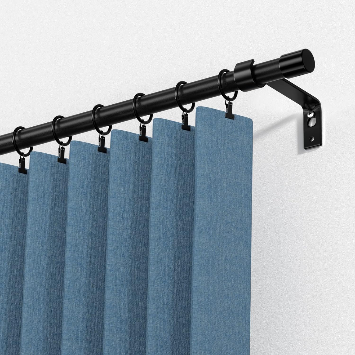 Black Curtain Rod 2 Pack 28-48 Inch Adjustable Metal Rod Set