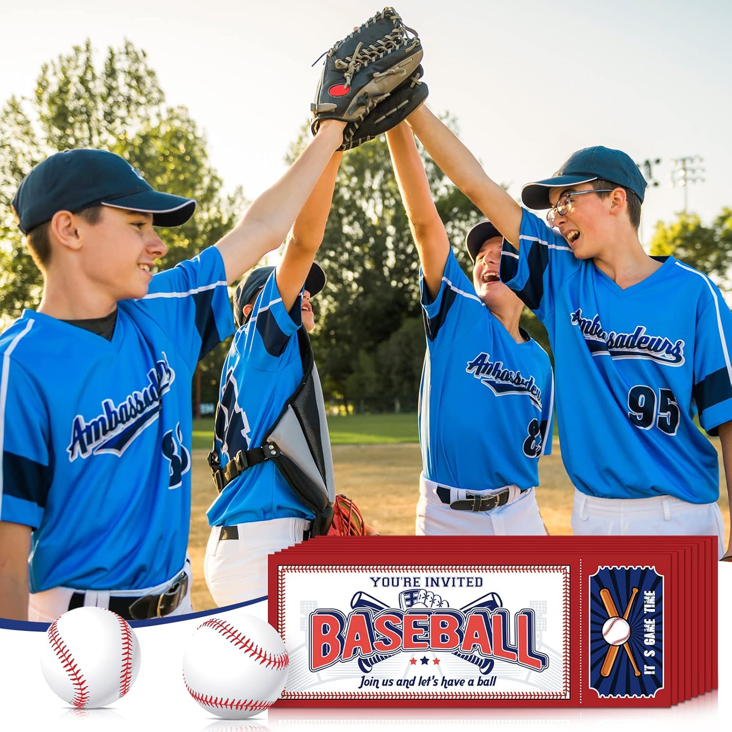 Woanger Baseball Party Invites 50 Pcs with Envelopes