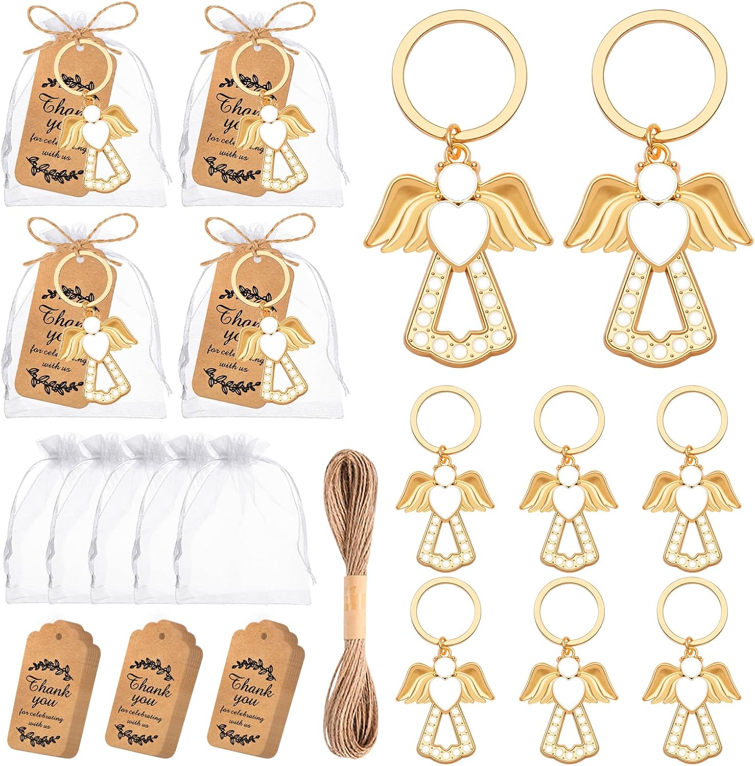 VZCBZC 24Set Angel Keychain Favor Pack