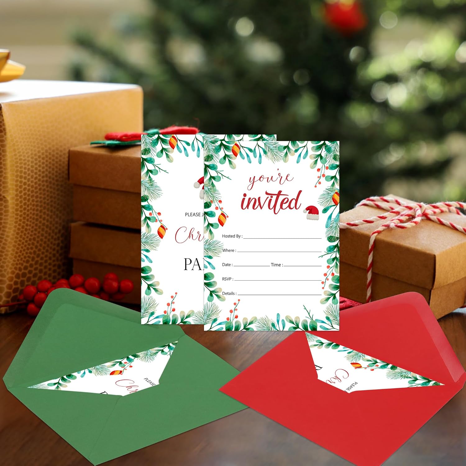 Lucleag 30 Pack Christmas Party Invitations with Envelopes