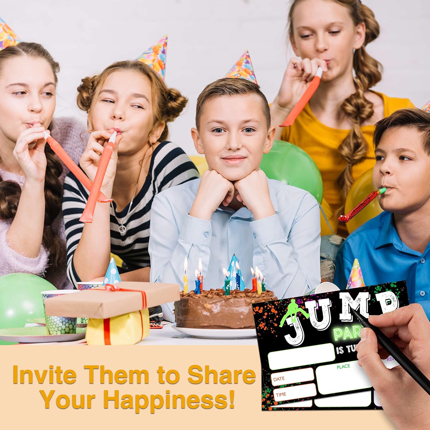 YSTEP 20 Birthday Invites with Envelopes 4x6 Trampoline Bounce House Party