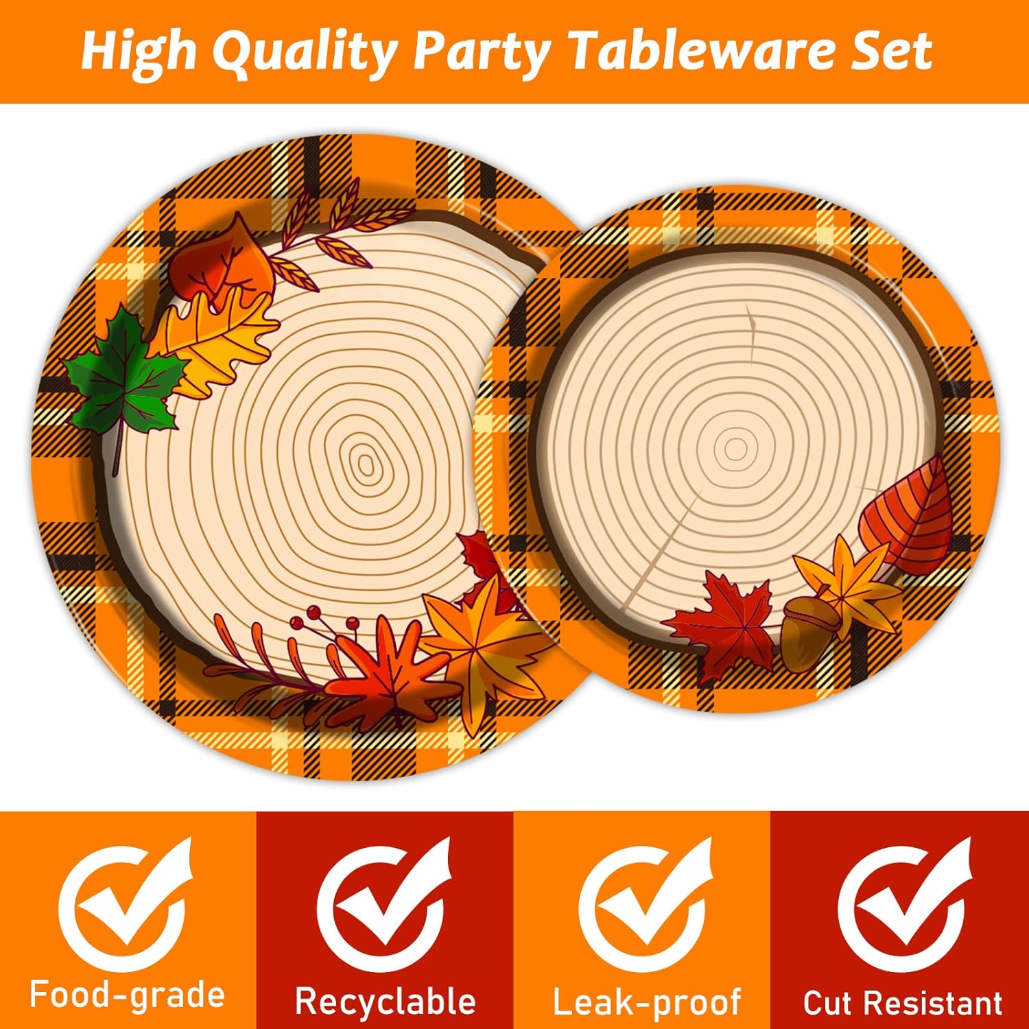 Chiazllta 96 Pcs Fall Tableware Set for Thanksgiving Party