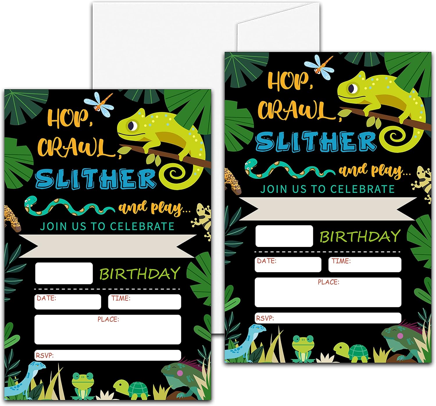Levitatinyear Reptile Theme Birthday Invites 4x6 20 Pack