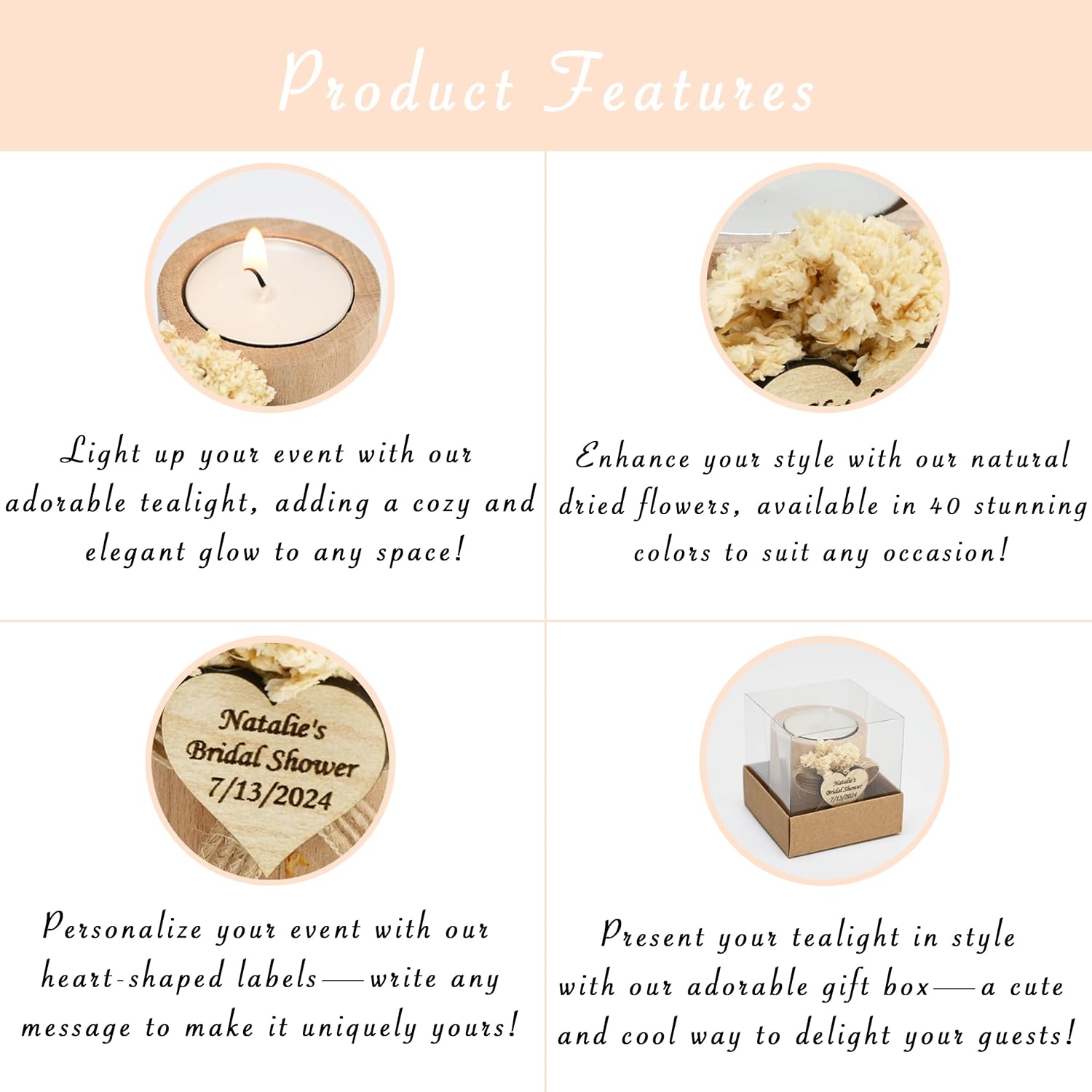 75 Pcs Personalized Wooden Candle Holders - Eco-Friendly and Charming