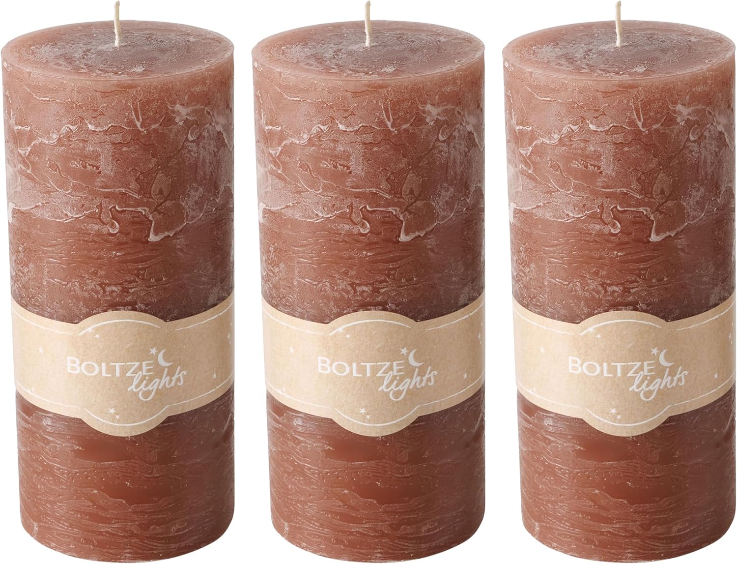 3 Piece Pillar Candle Set Taupe 68 Hours Burn