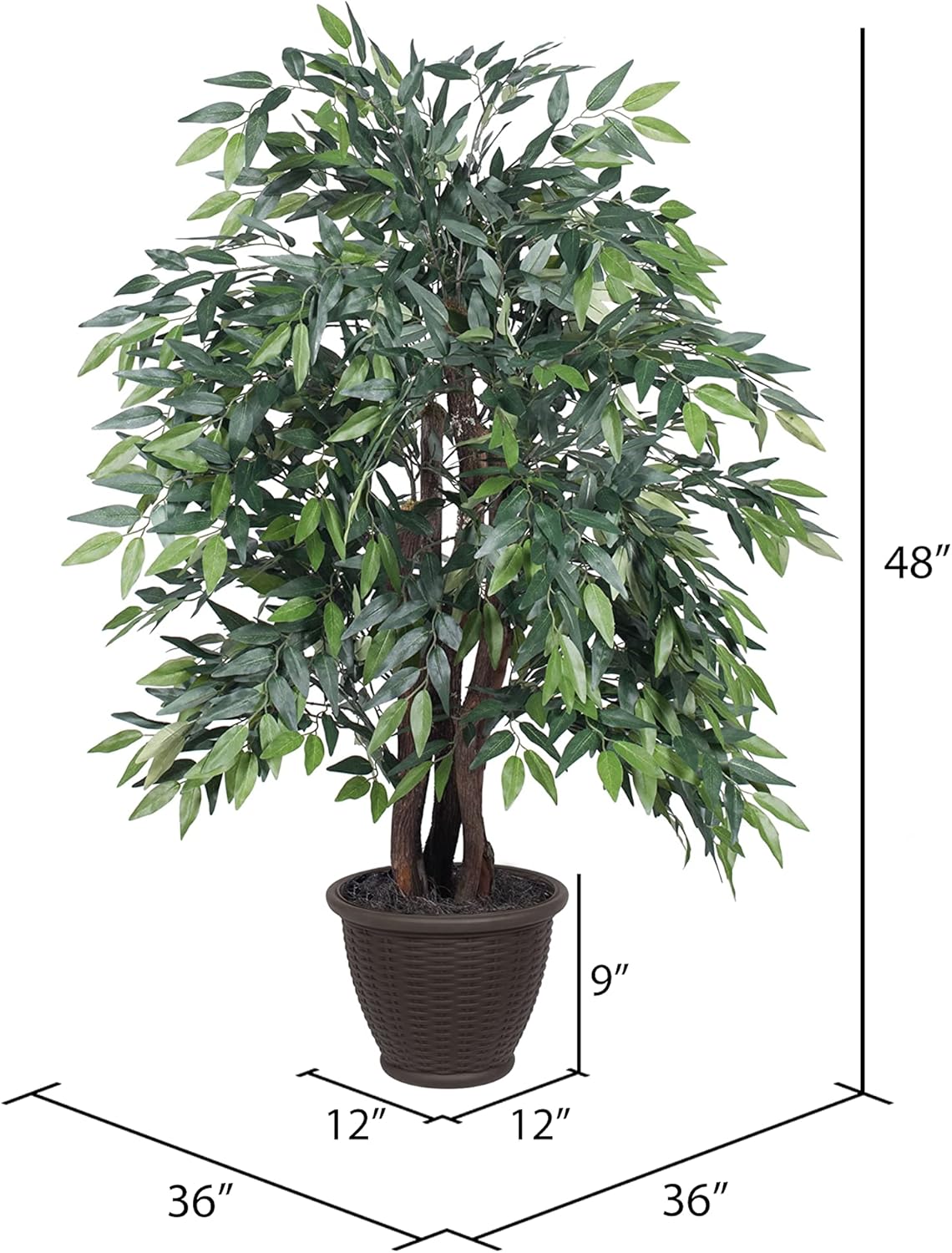 Vickerman 4 Artificial Green Smilax Bush with Decorative Container