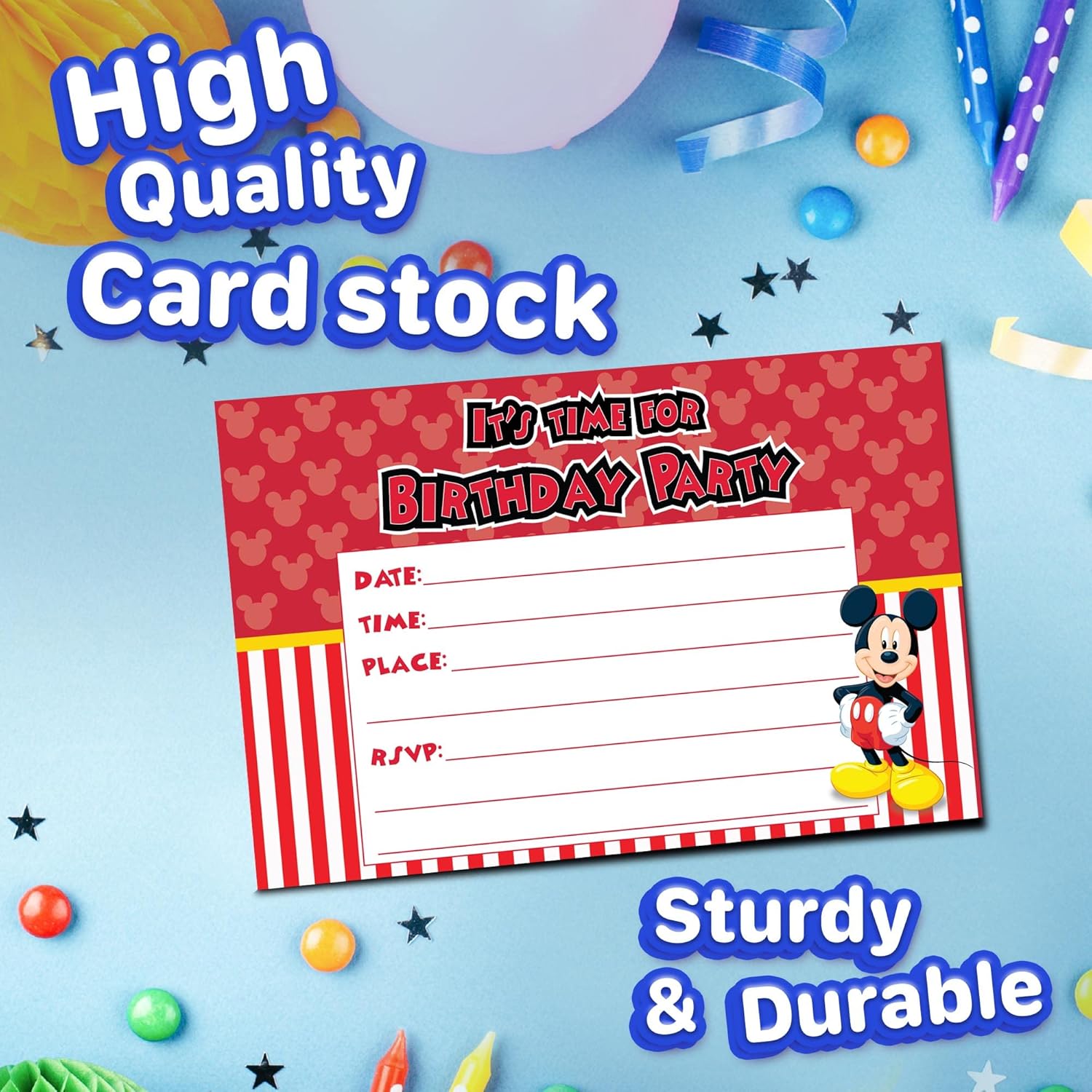 Set of 20 Classic Birthday Invite Cards Envelopes