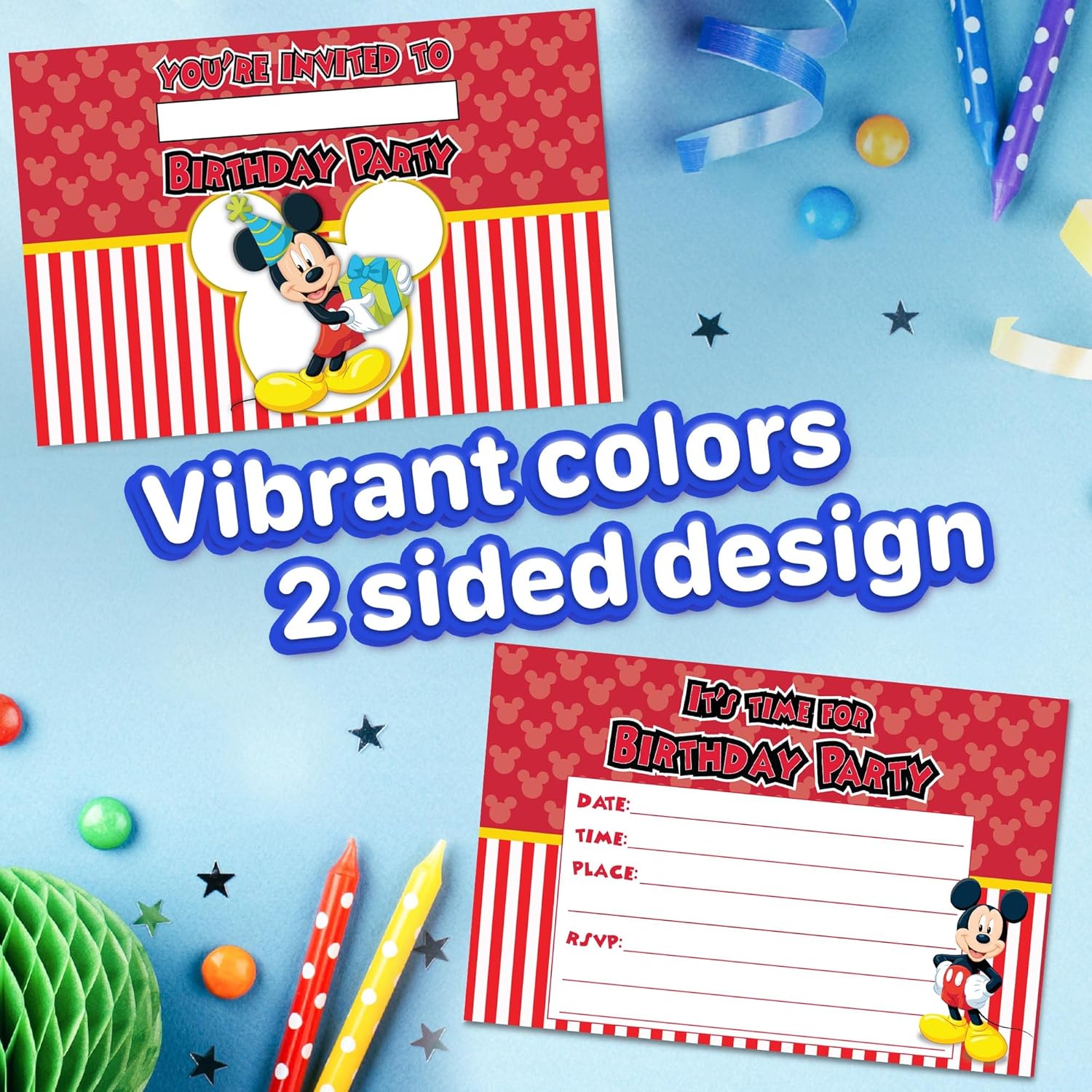 Set of 20 Classic Birthday Invite Cards Envelopes