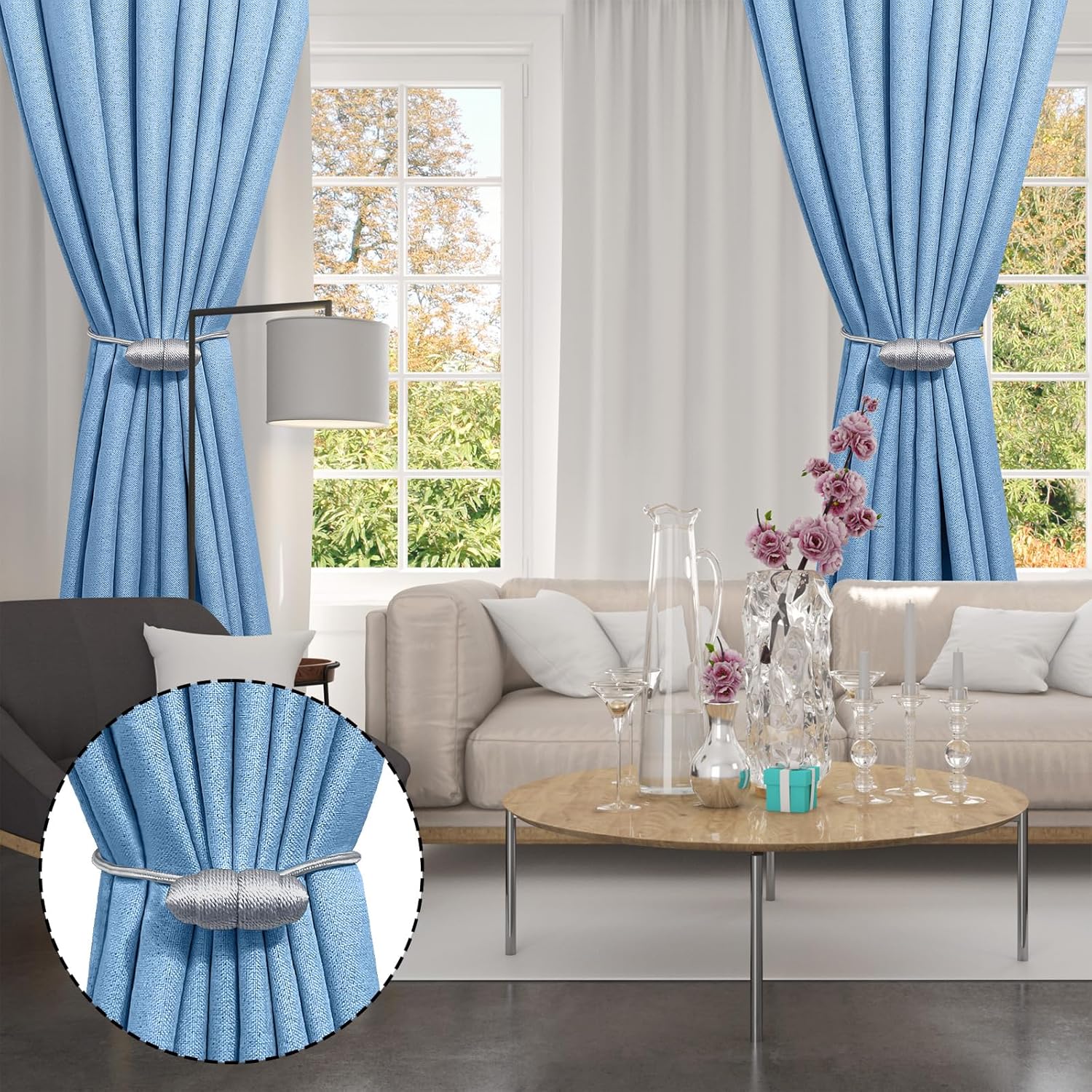 Tifanso Gray Magnetic Curtain Holdbacks 4pcs