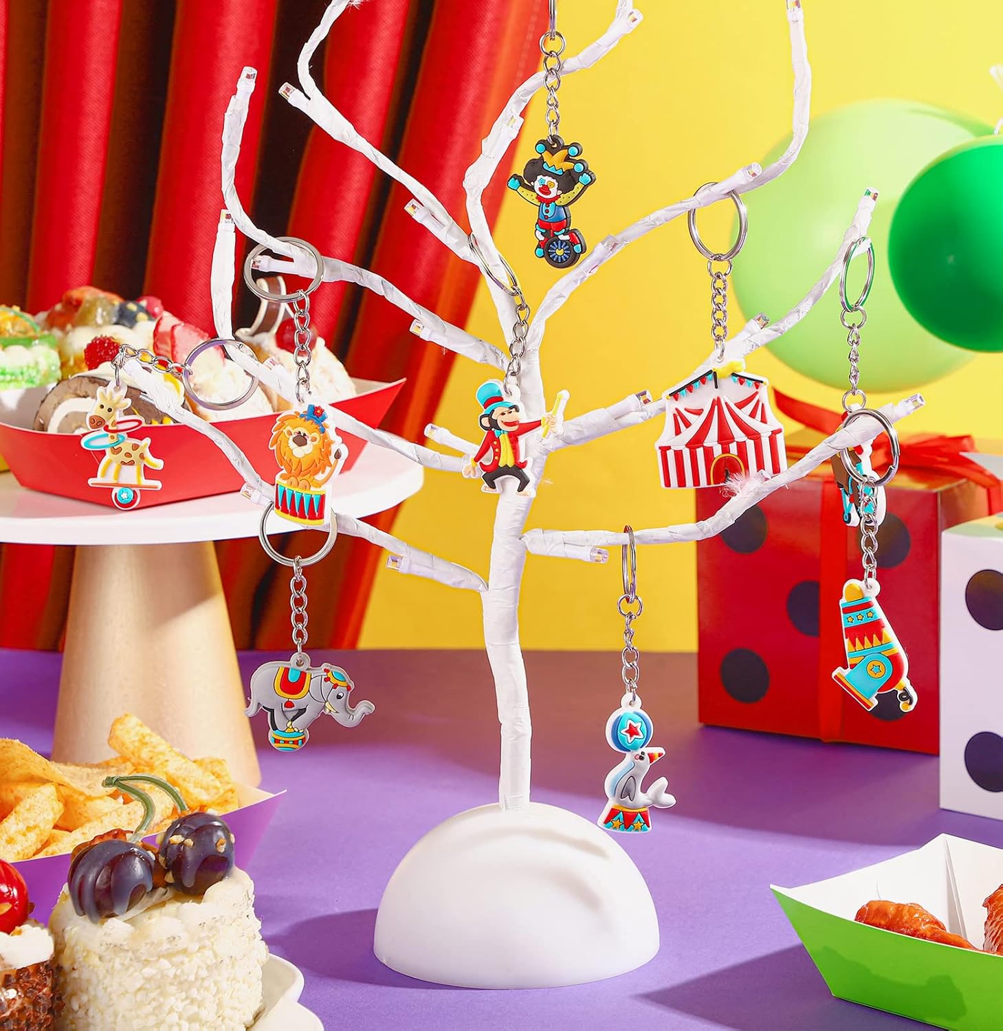 36 Pcs Circus Animals Keychains Party Favors