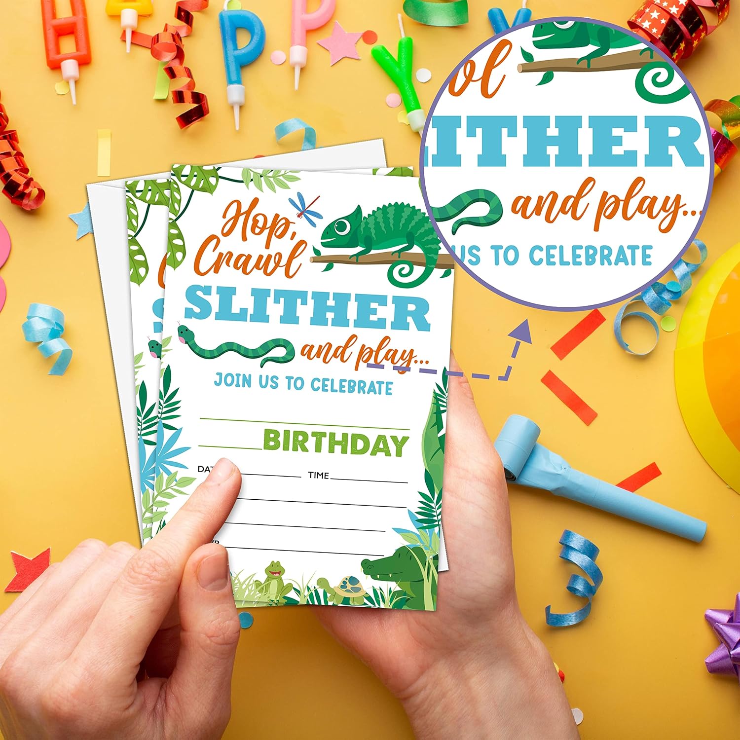 Reptile Themed Birthday Invites for Adults 4x6 Lizard Party Decorations