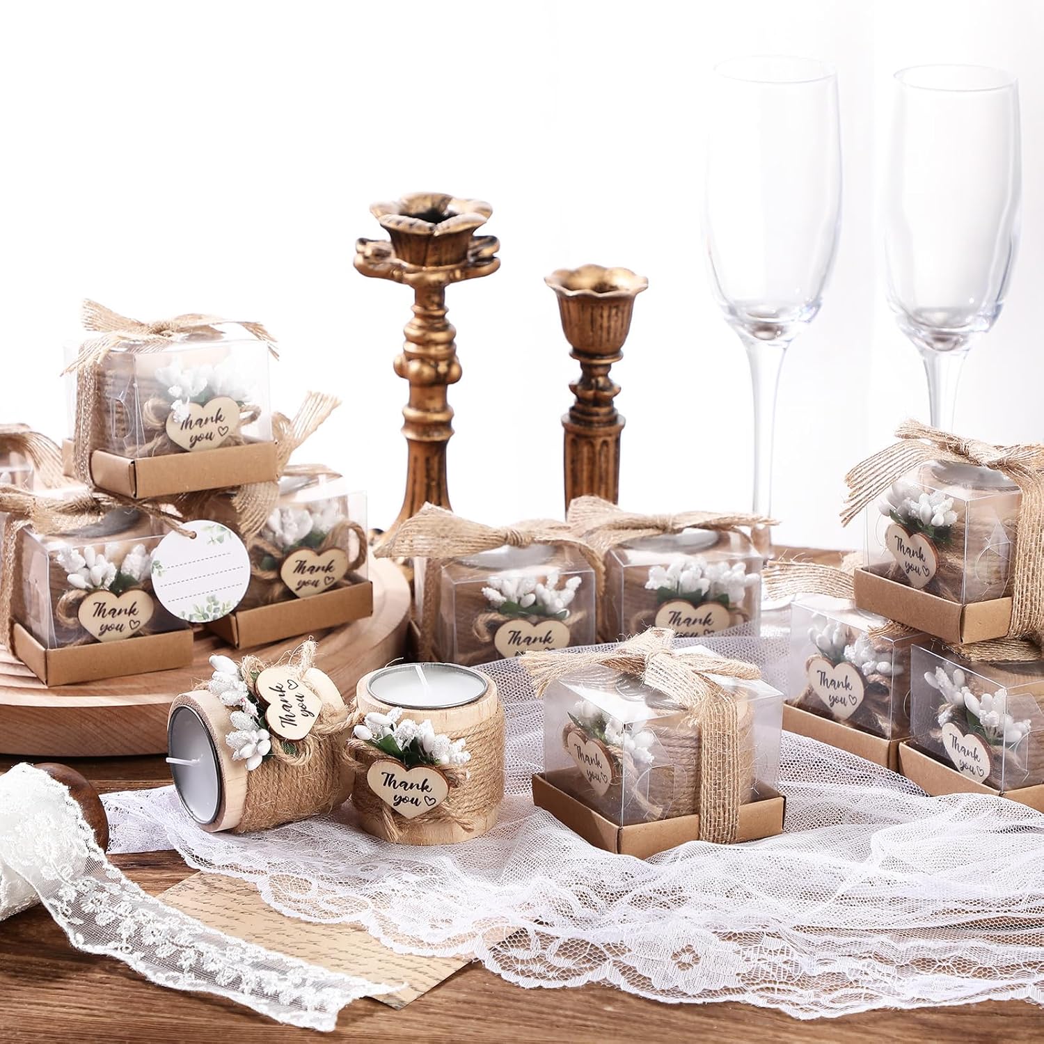 Retisee Wood Candle Holders for Wedding Baby Shower