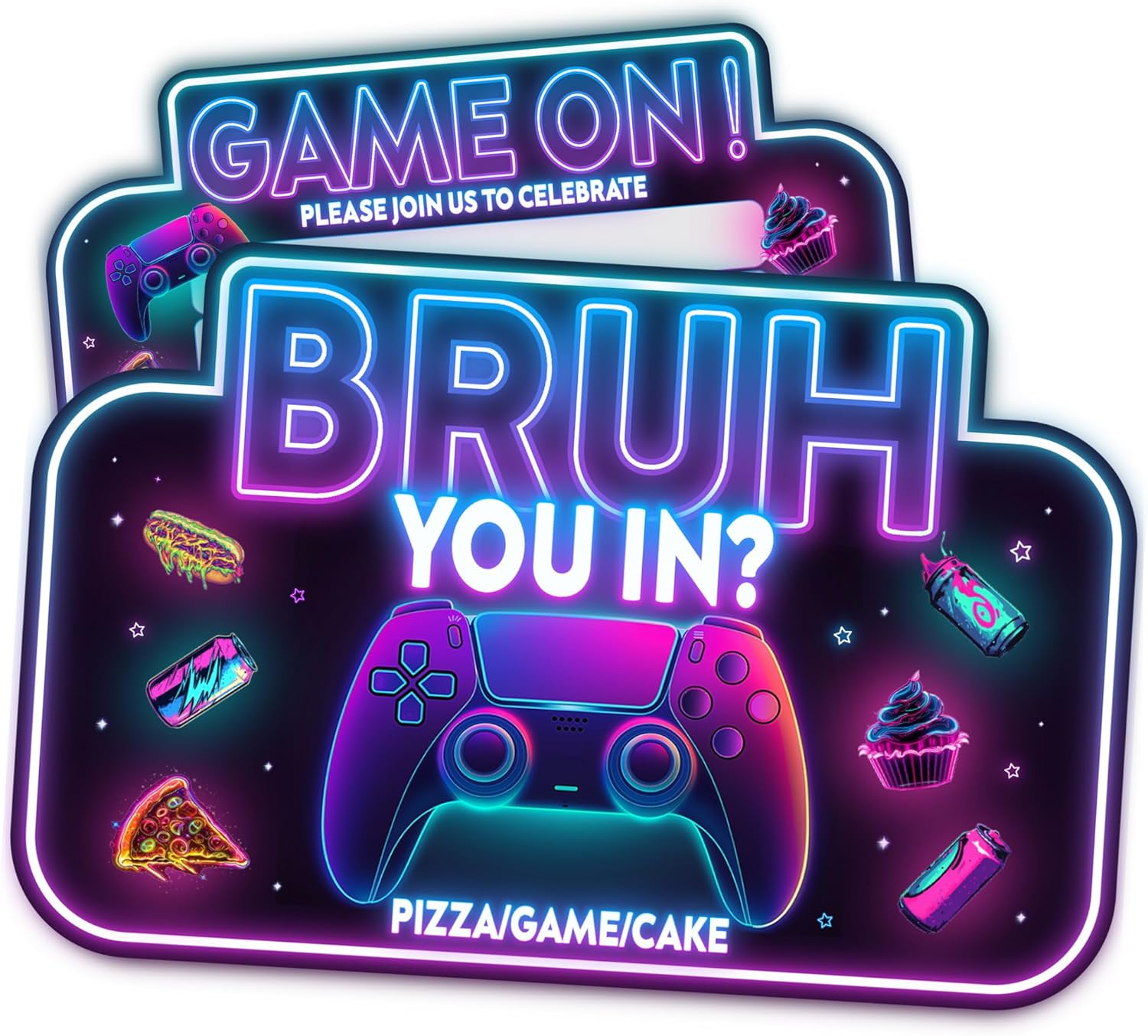 Feyerr Game Brother Birthday Invitations for Boys Double Sided Design