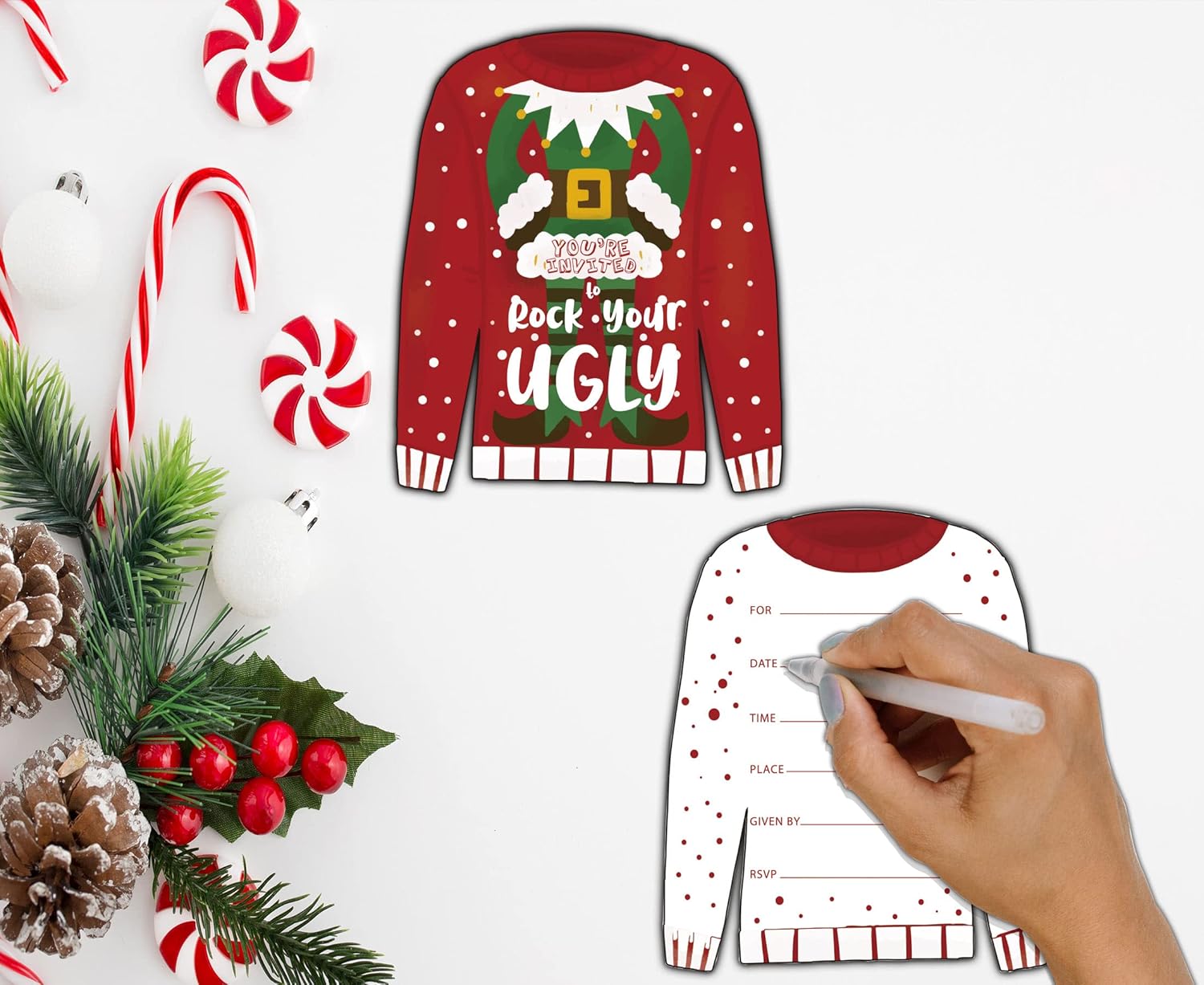 Pazag Christmas Party Invitations Alien Card Set