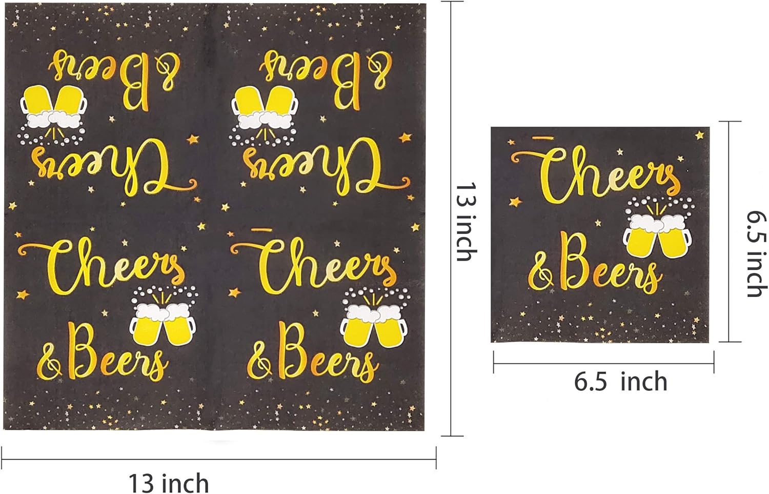 Cheers Beers Birthday Plate Set 16 Pcs Black Gold