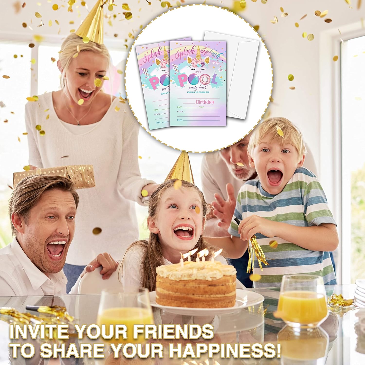 Unicorn Birthday Party Invitations 20 Cards Envelopes