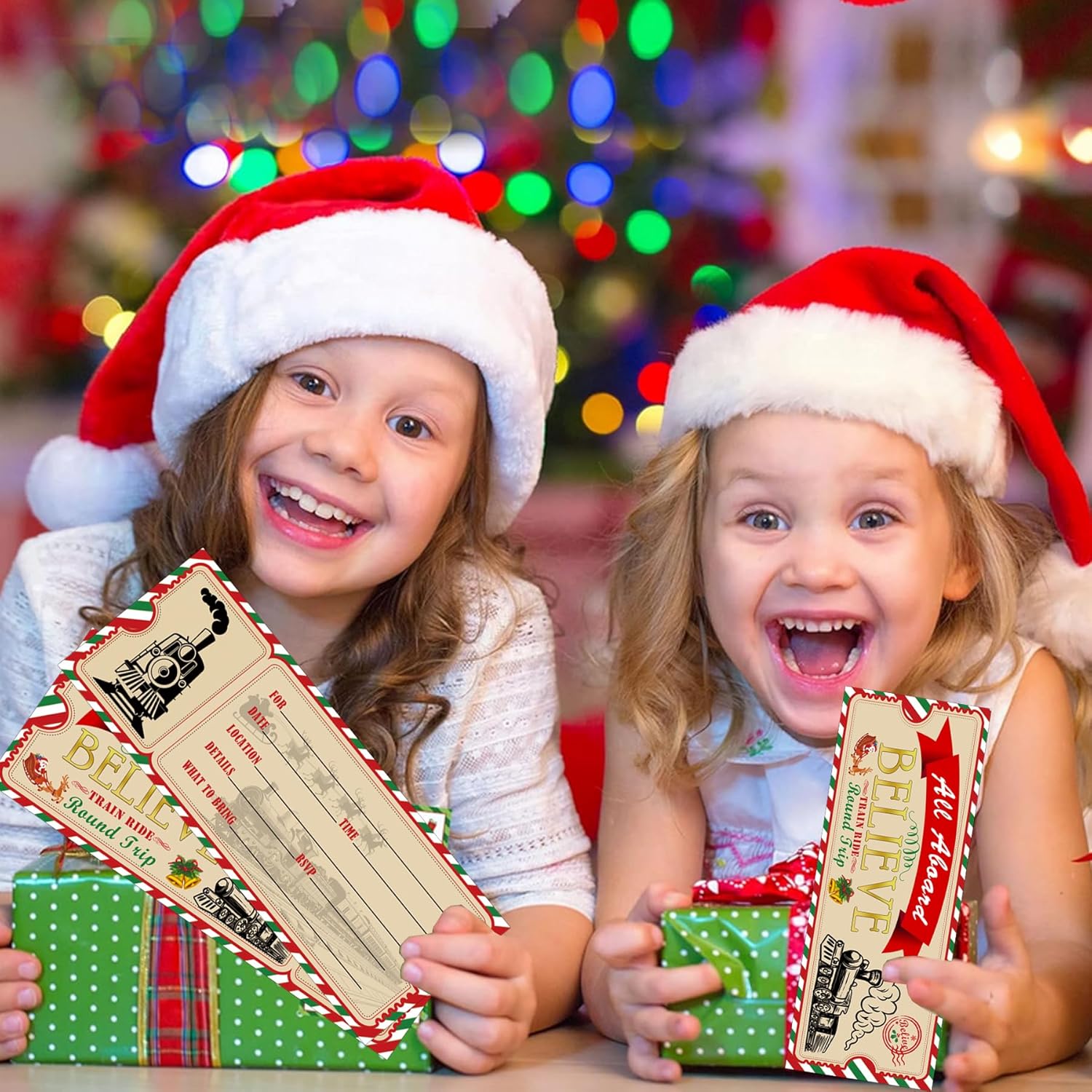 Christmas Believe Train Ticket Invitations with 25 Envelopes