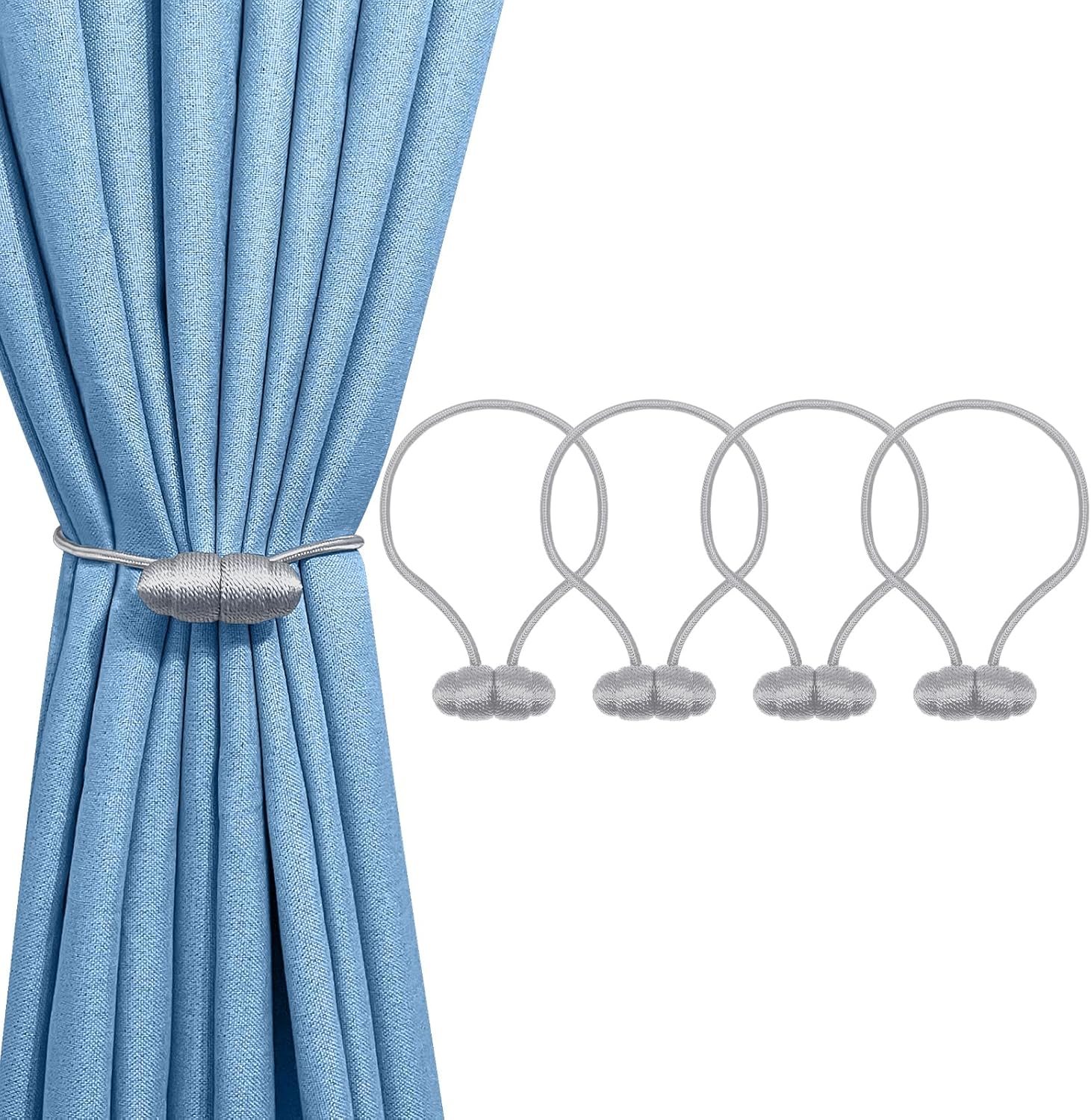Tifanso Gray Magnetic Curtain Holdbacks 4pcs
