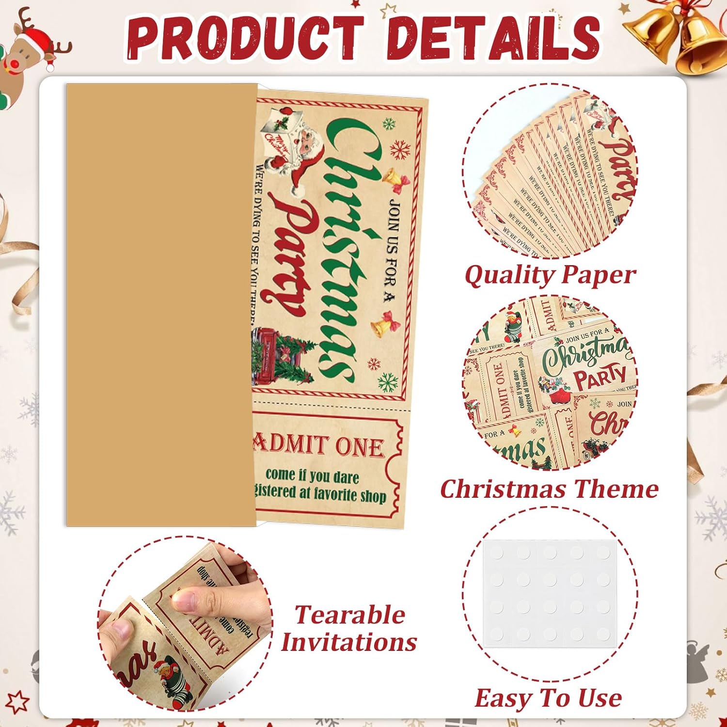 80PCS Christmas Party Invites with Envelopes and Adhesive