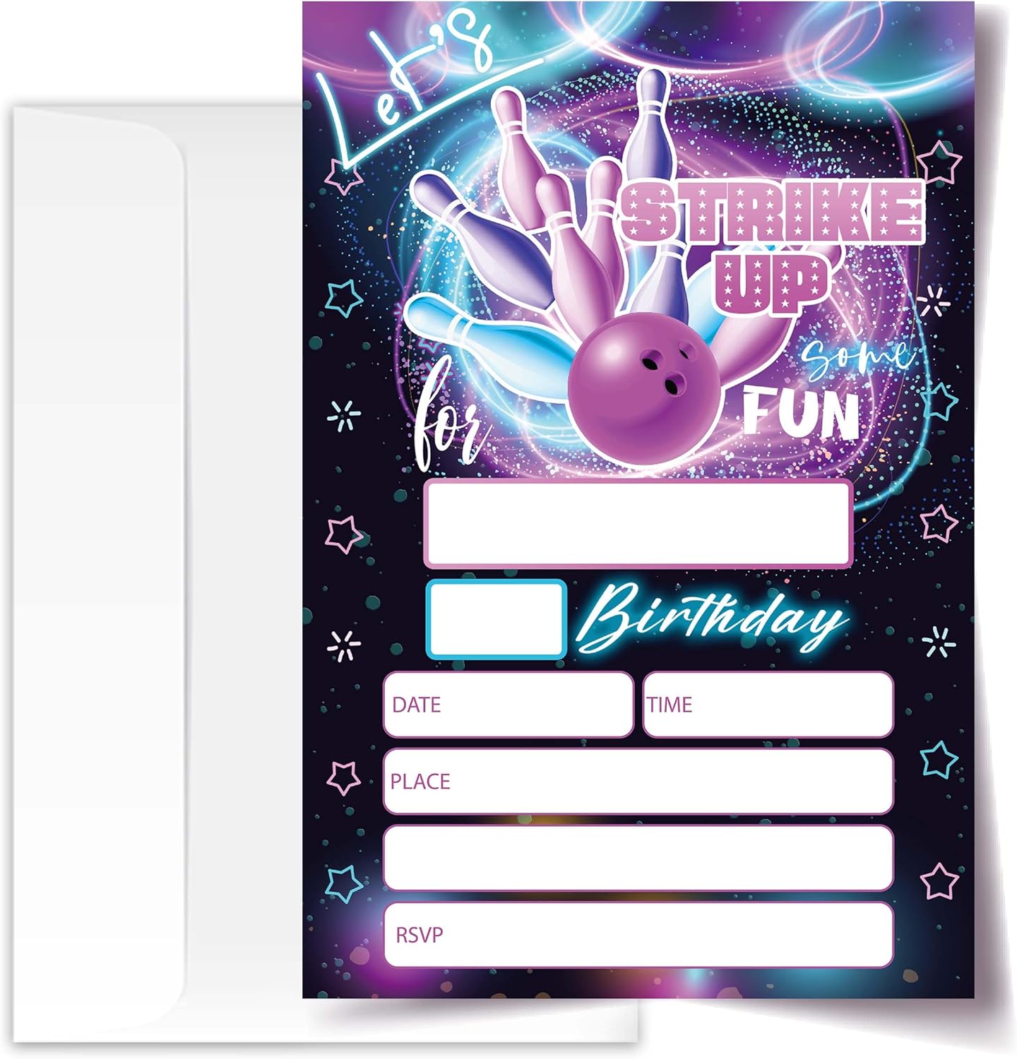 Bowling Birthday Invitations with Envelopes Pack of 20